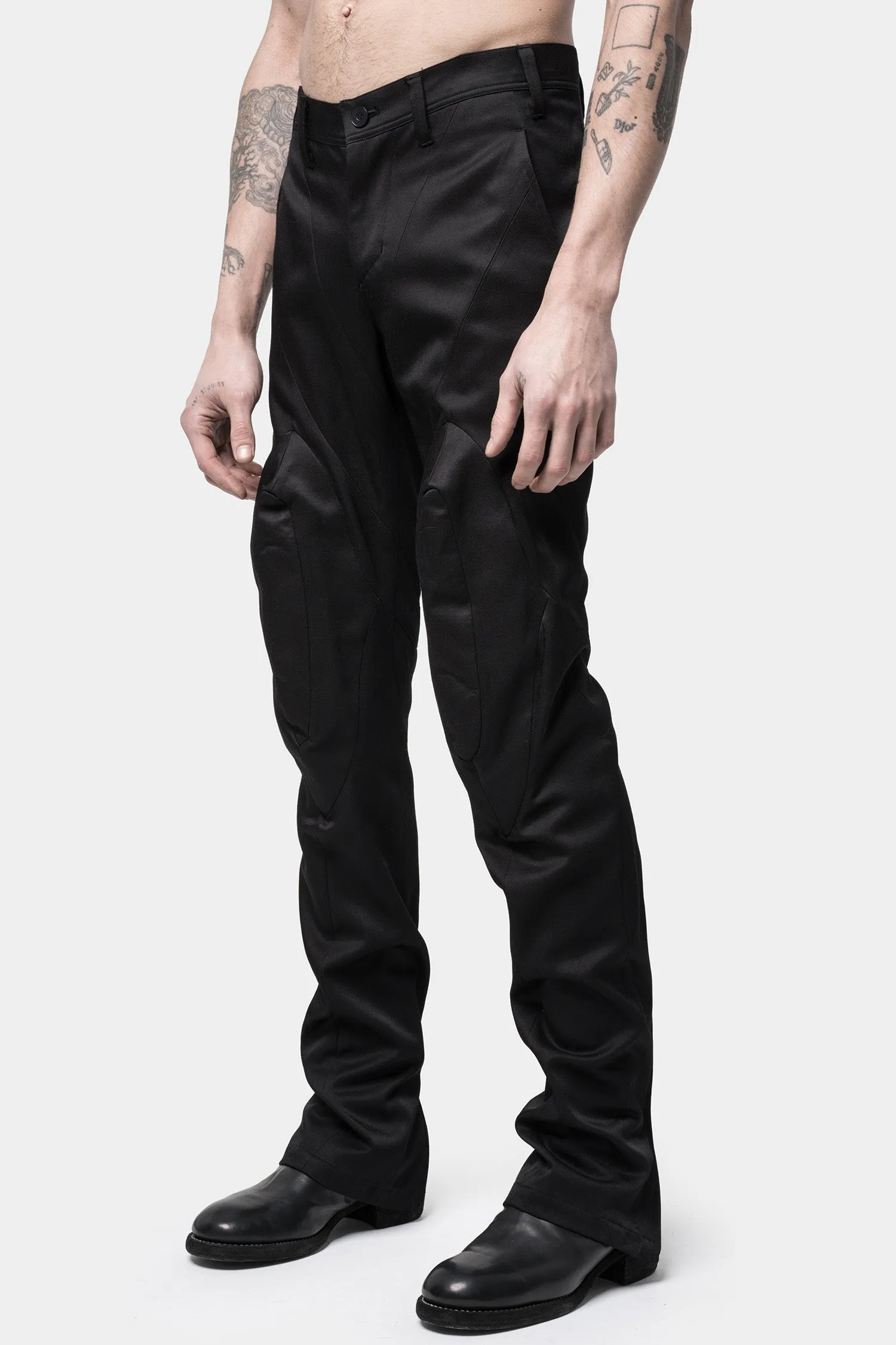 Slim Fit Wool Trousers with Shell Knee Detail