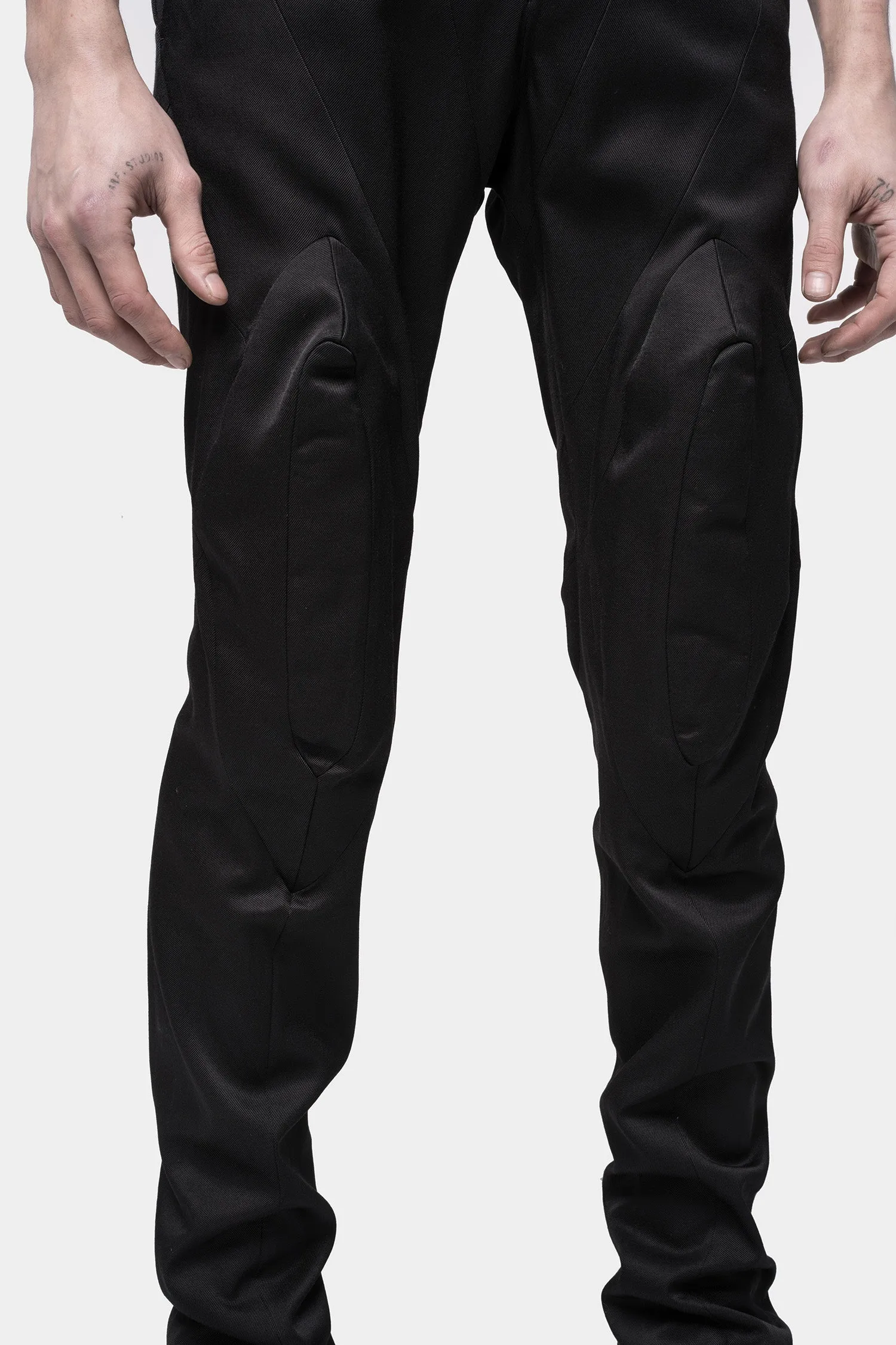 Slim Fit Wool Trousers with Shell Knee Detail