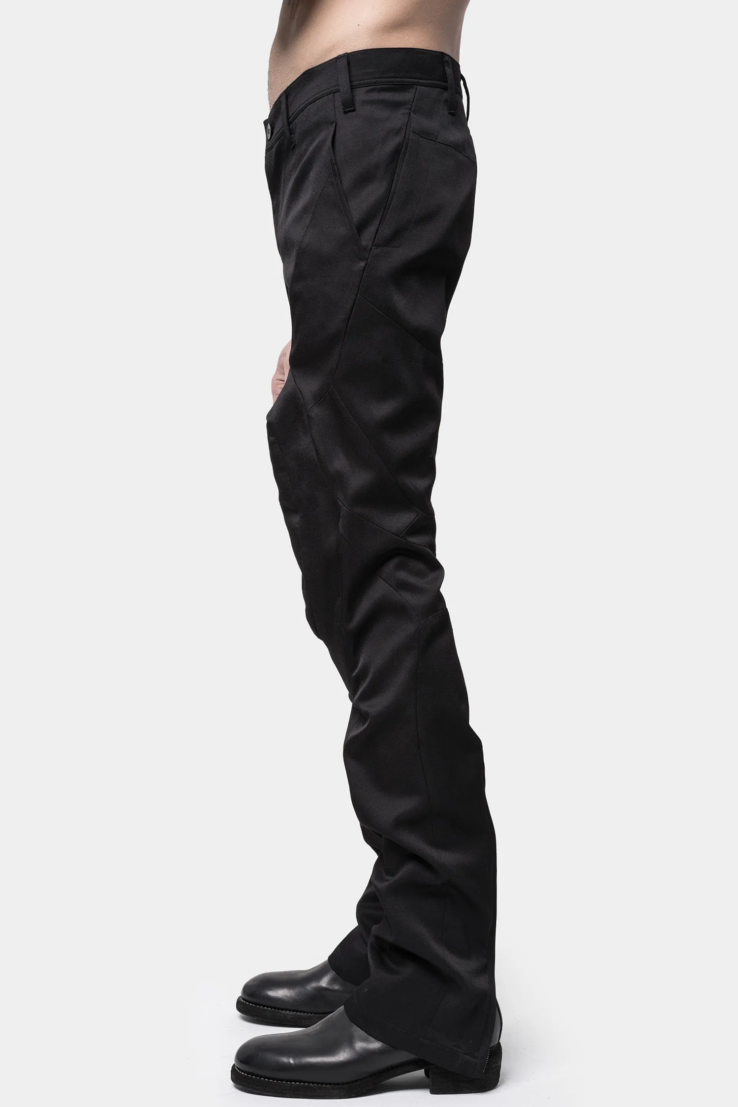 Slim Fit Wool Trousers with Shell Knee Detail