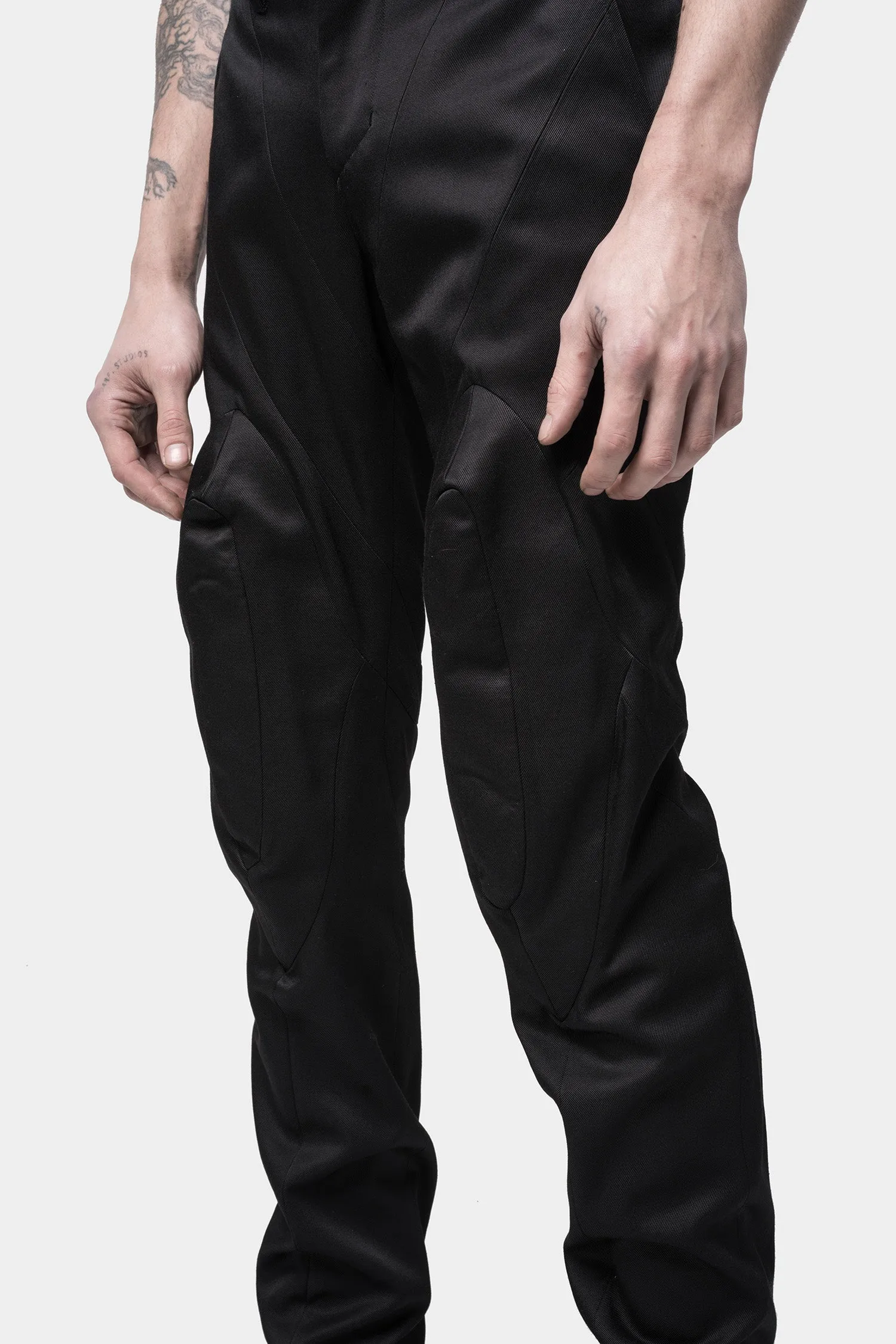 Slim Fit Wool Trousers with Shell Knee Detail