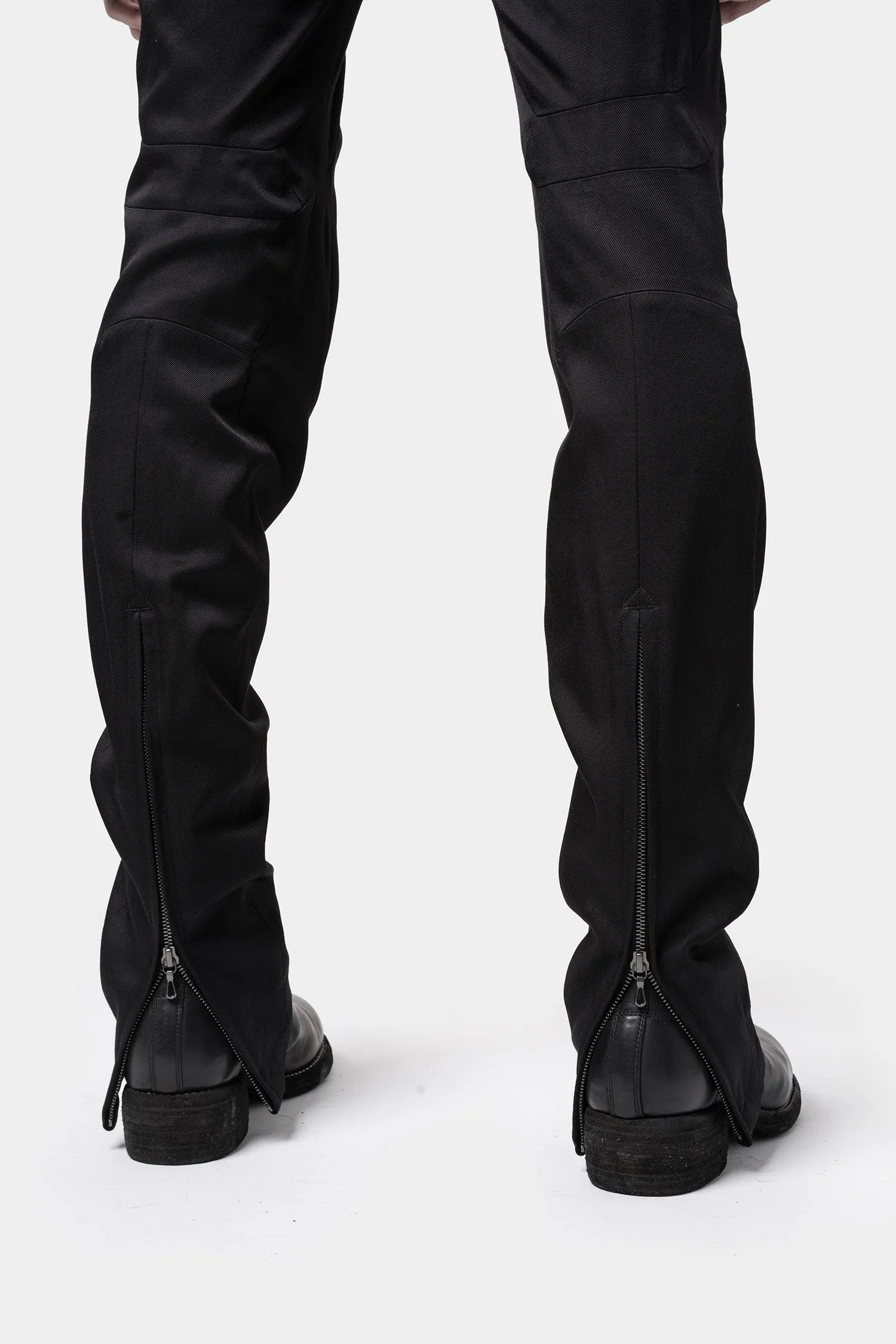 Slim Fit Wool Trousers with Shell Knee Detail