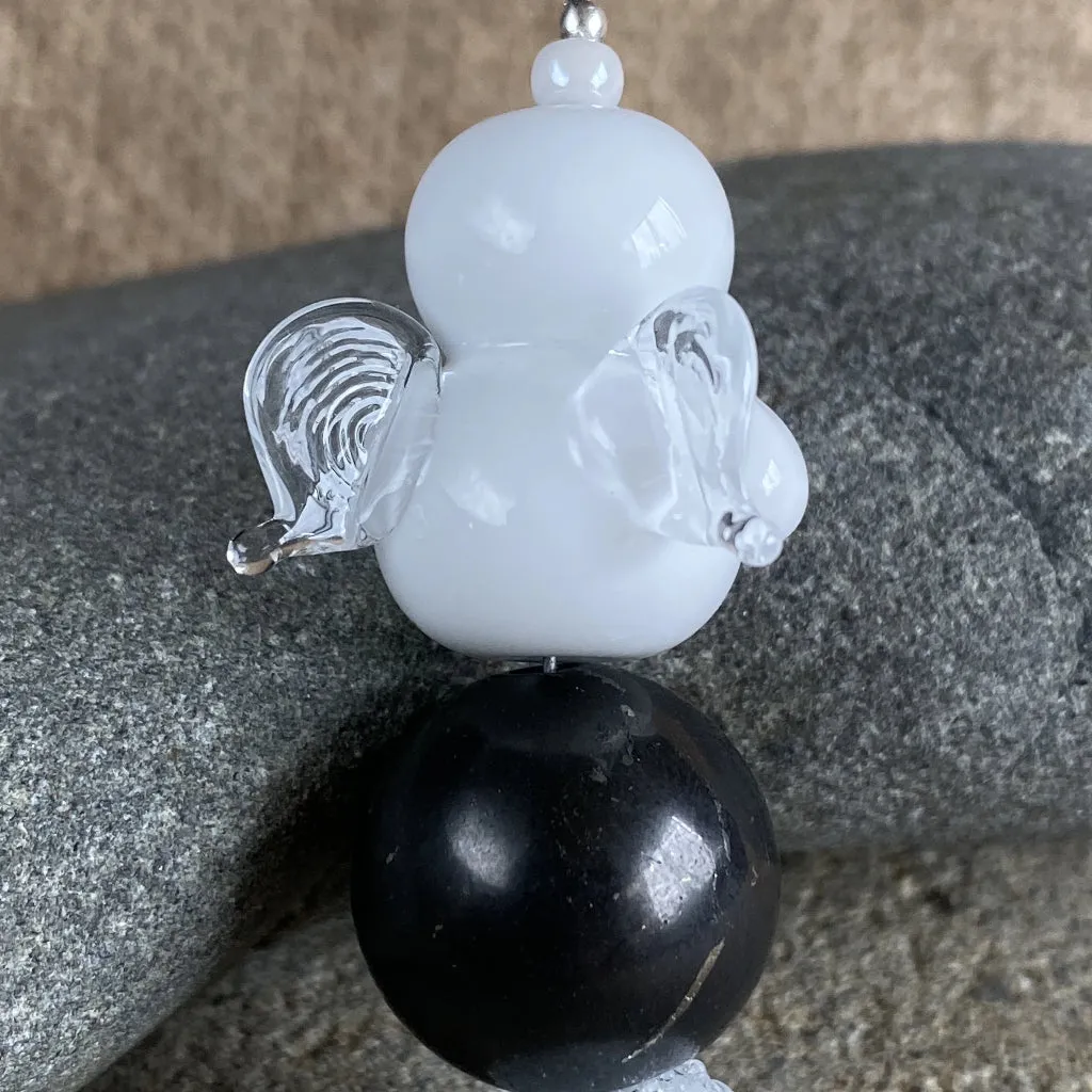 Snow Angel Shungite Ornament Big Pink Heart Clear Glass Wings - Google SEO friendly keywords result: Snow Angel Shungite Ornamen