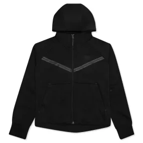 Sportswear Women's Tech Fleece Windrunner Full-Zip Hoodie - Black/Black | sportswear hoodie | women's hoodie | tech fleece hoodi