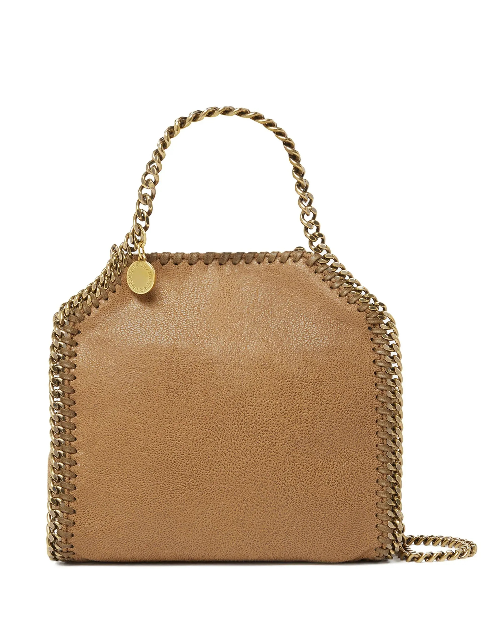 STELLA MCCARTNEY Pecan Brown And Gold Falabella Micro Tote Bag