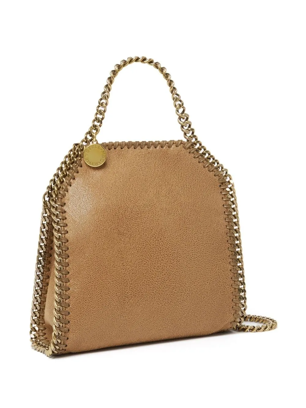 STELLA MCCARTNEY Pecan Brown And Gold Falabella Micro Tote Bag