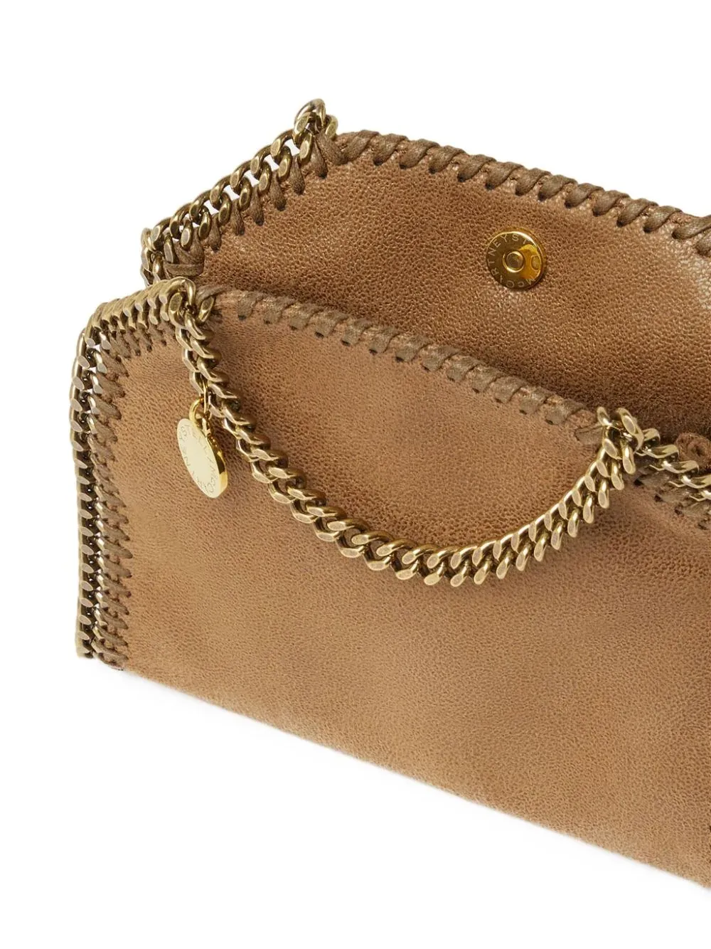 STELLA MCCARTNEY Pecan Brown And Gold Falabella Micro Tote Bag