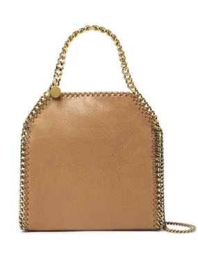 STELLA MCCARTNEY Pecan Brown And Gold Mini Falabella Tote Bag