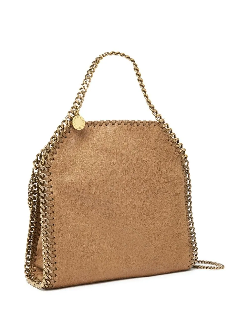 STELLA MCCARTNEY Pecan Brown And Gold Mini Falabella Tote Bag