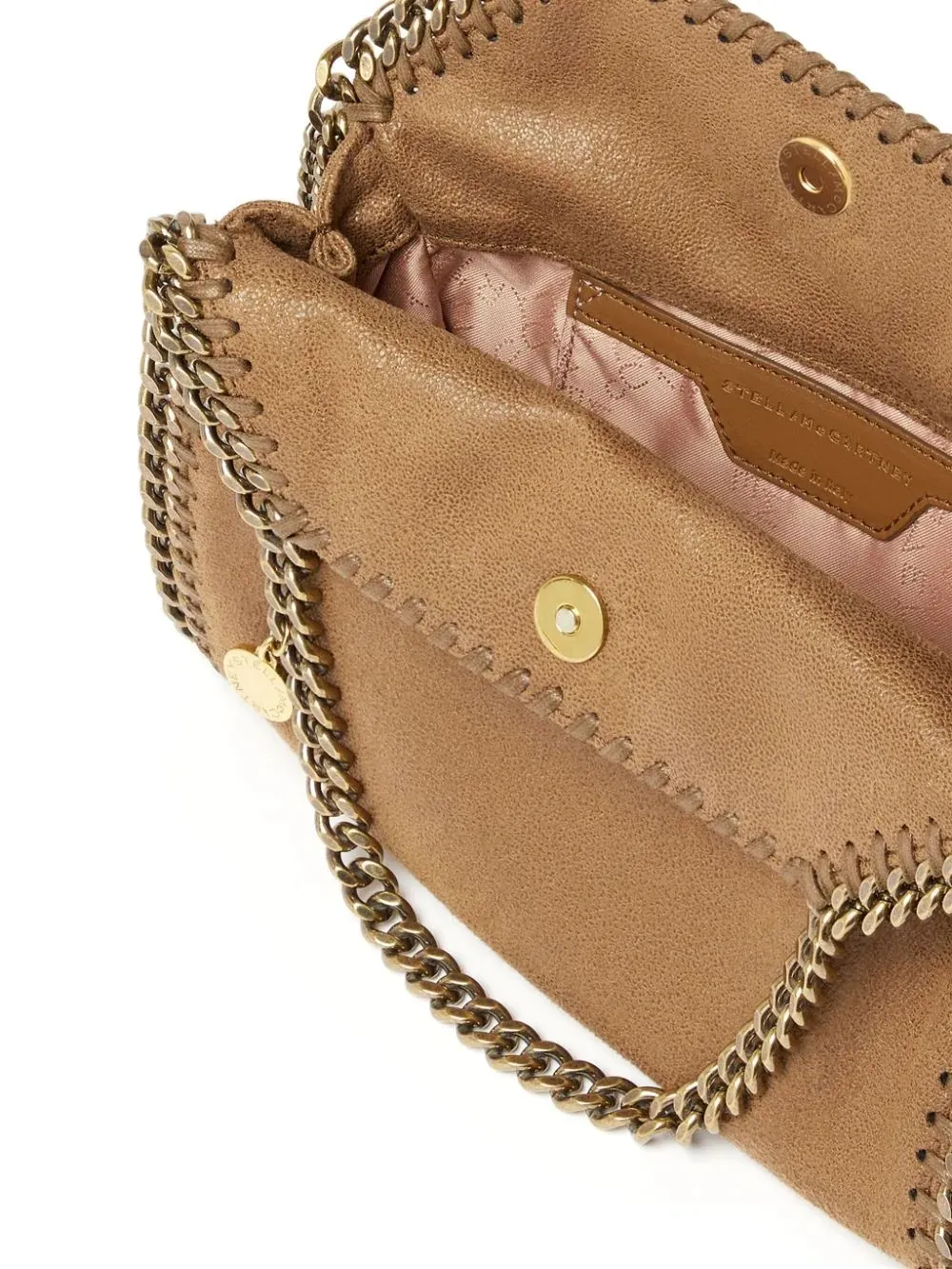 STELLA MCCARTNEY Pecan Brown And Gold Mini Falabella Tote Bag