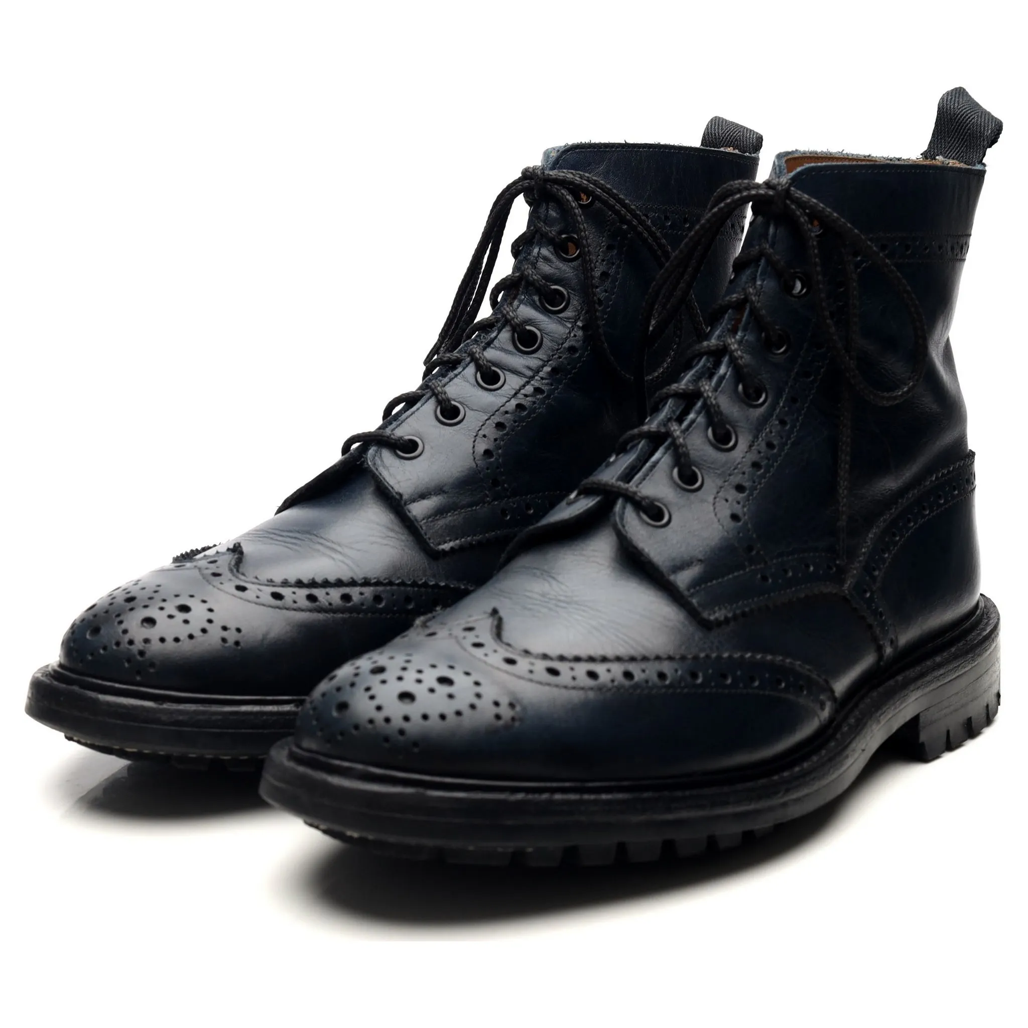 'Stow' Navy Blue Museum Leather Boots UK 9