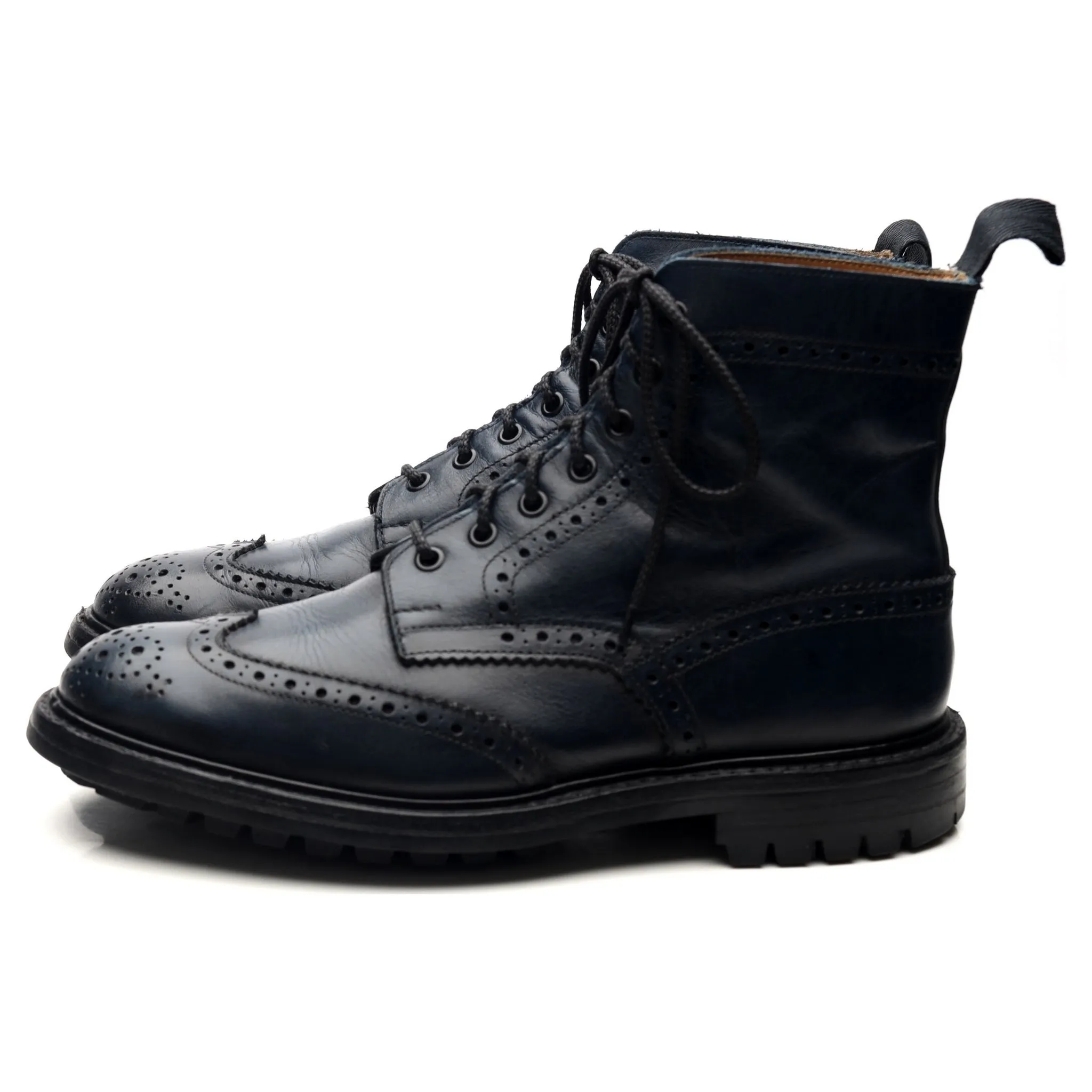 'Stow' Navy Blue Museum Leather Boots UK 9