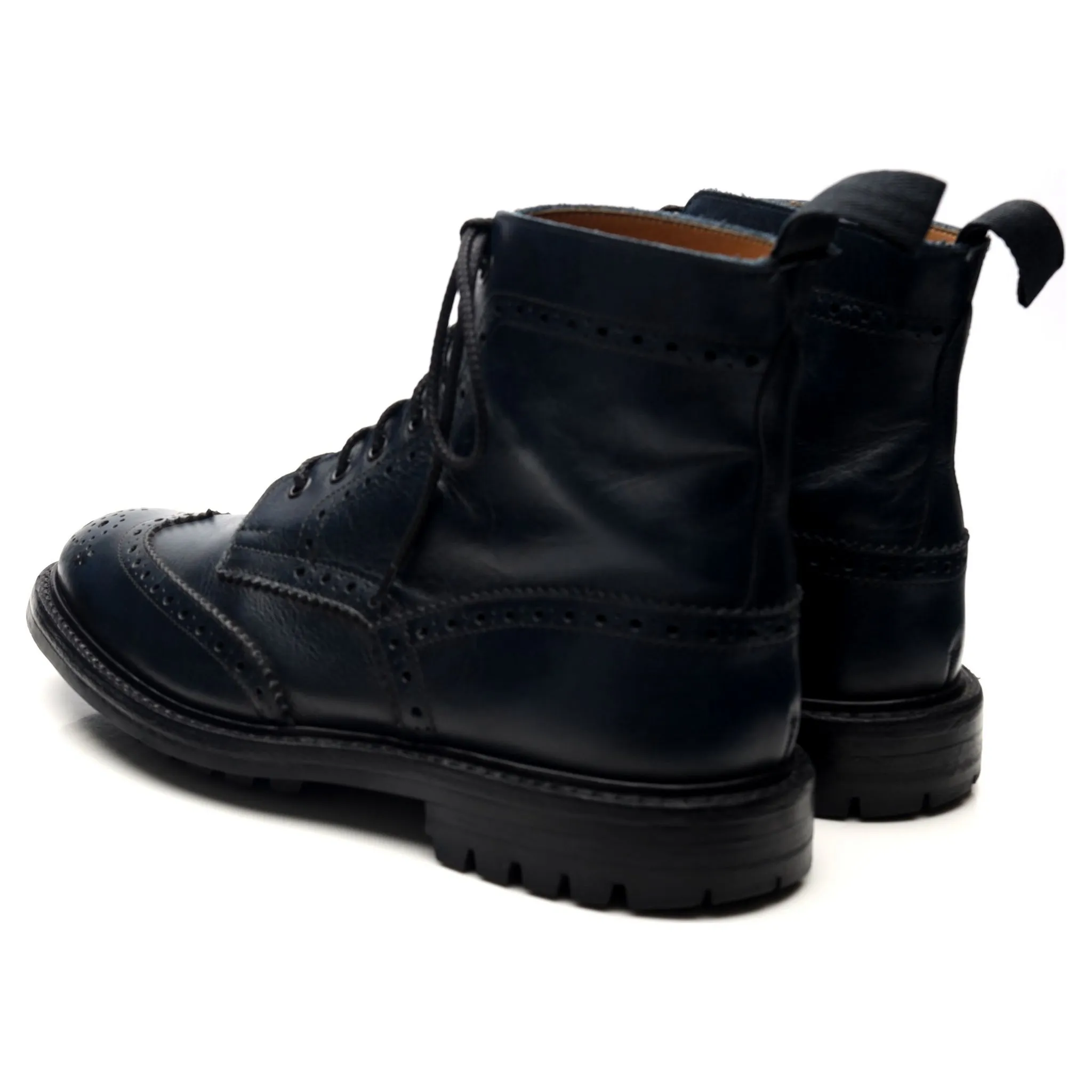 'Stow' Navy Blue Museum Leather Boots UK 9