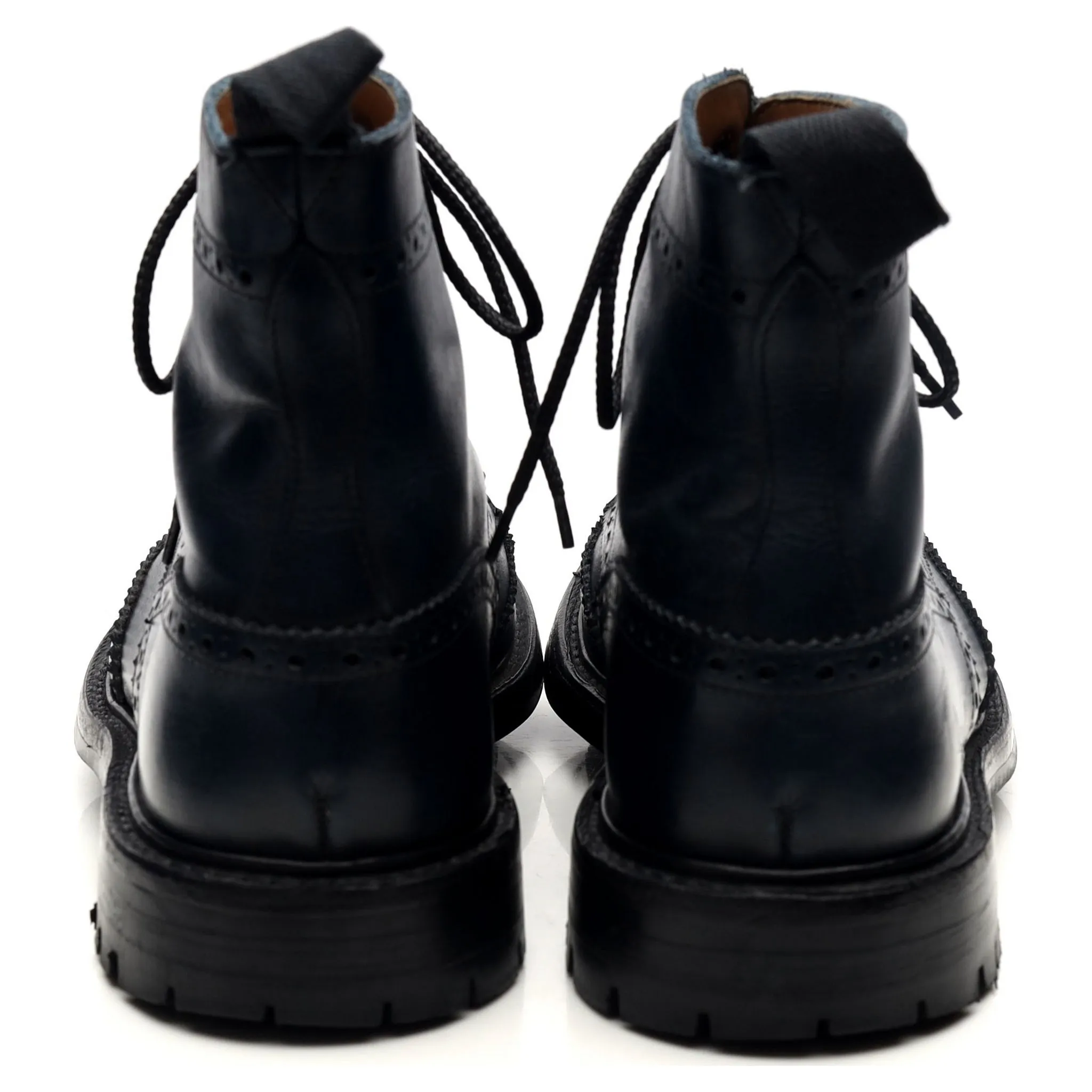 'Stow' Navy Blue Museum Leather Boots UK 9