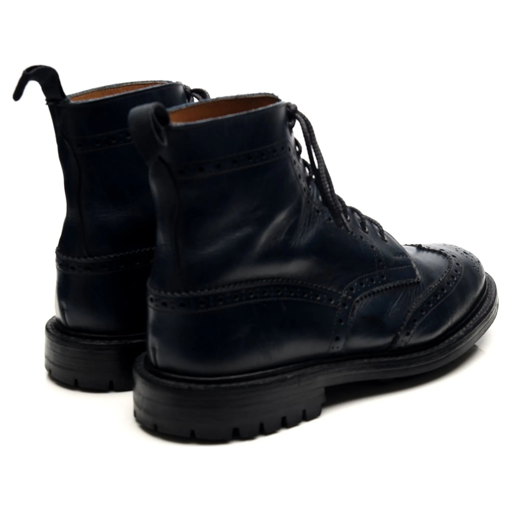 'Stow' Navy Blue Museum Leather Boots UK 9