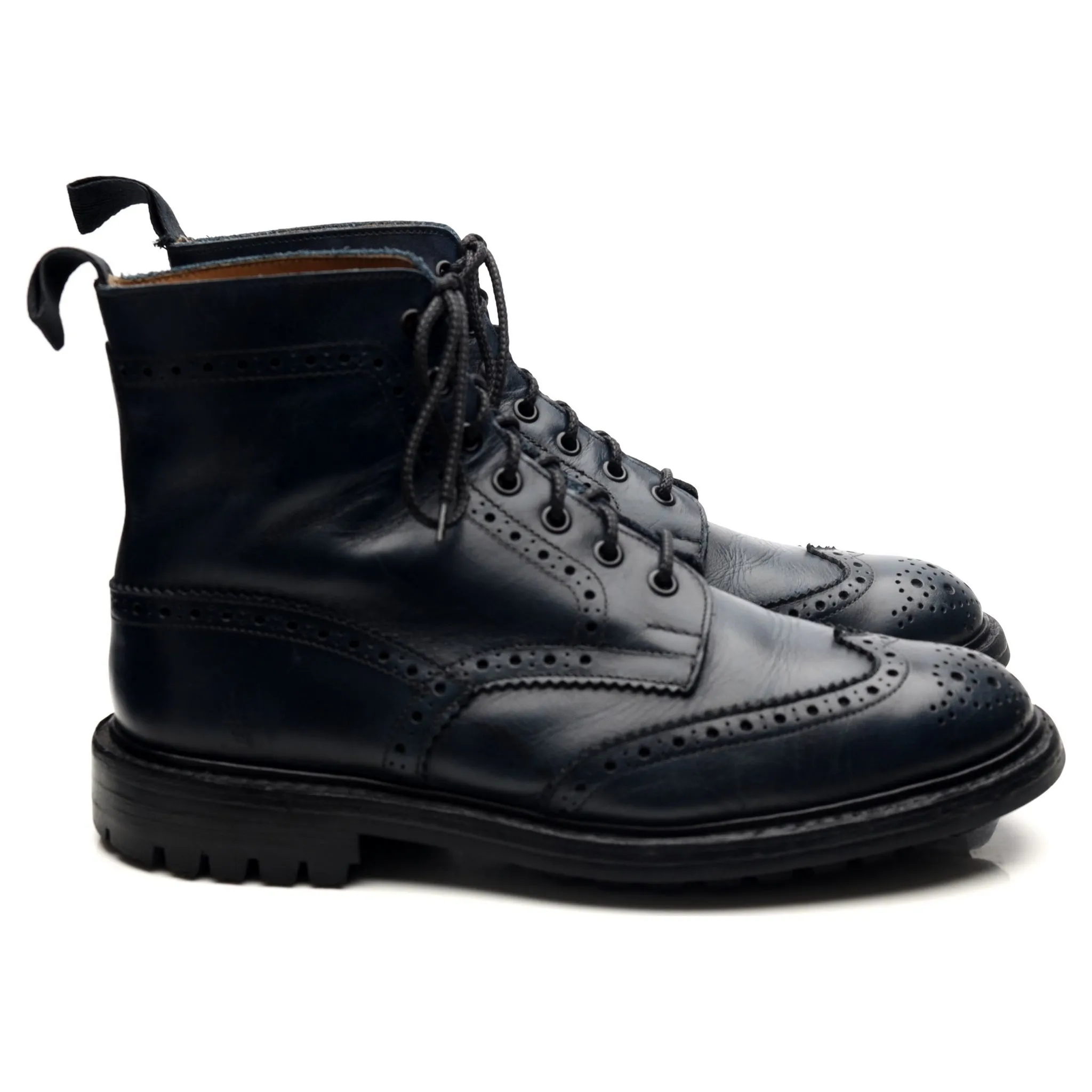 'Stow' Navy Blue Museum Leather Boots UK 9