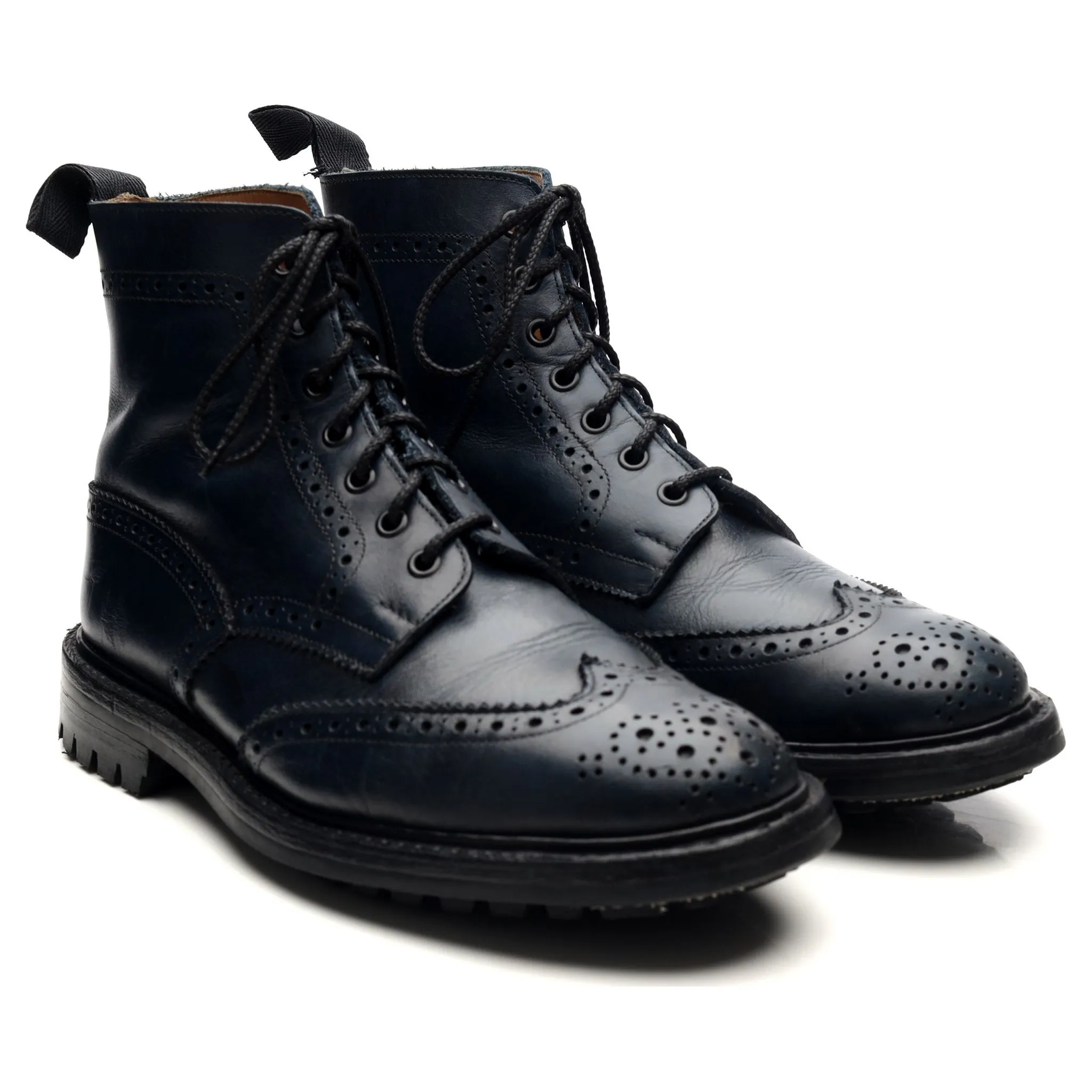 'Stow' Navy Blue Museum Leather Boots UK 9