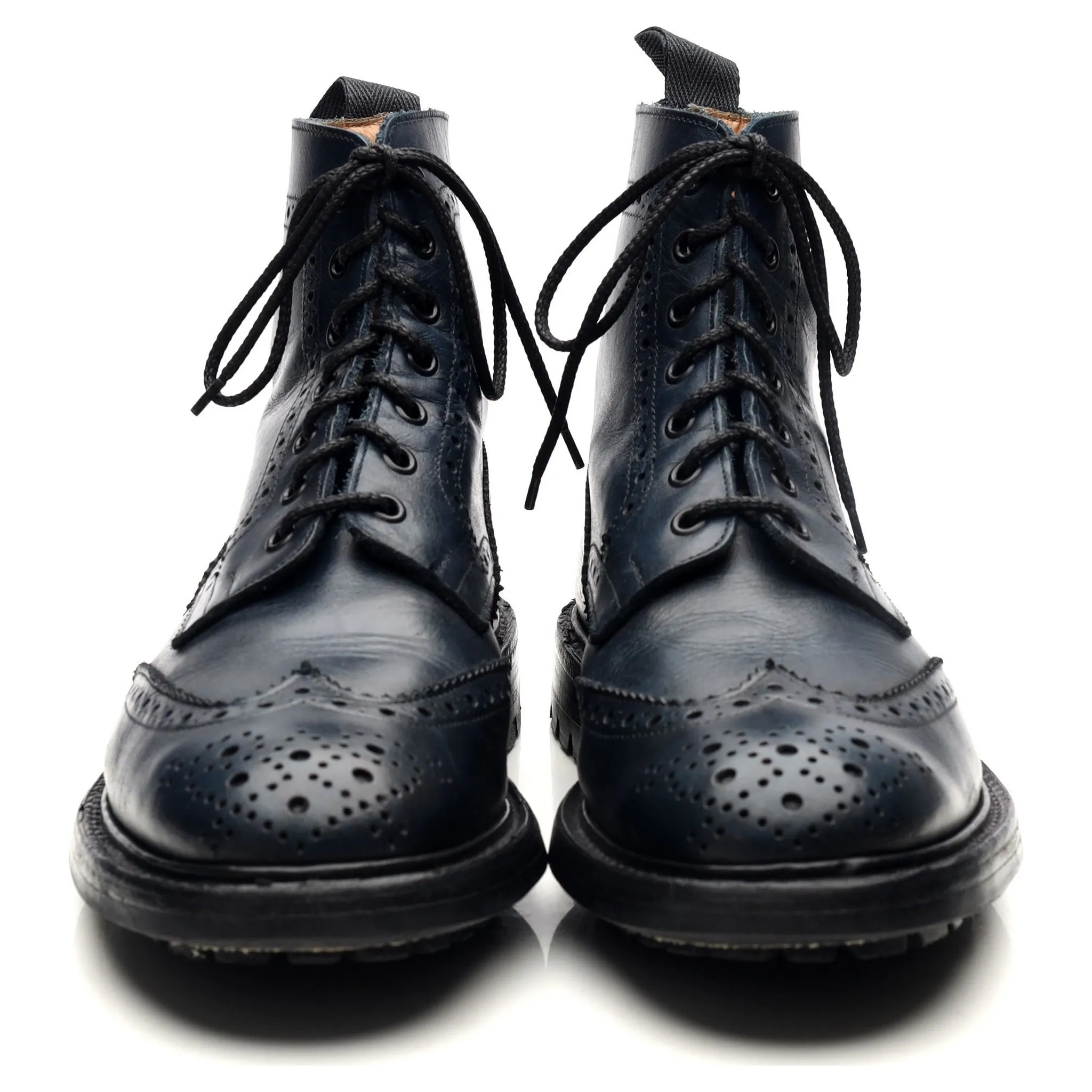 'Stow' Navy Blue Museum Leather Boots UK 9