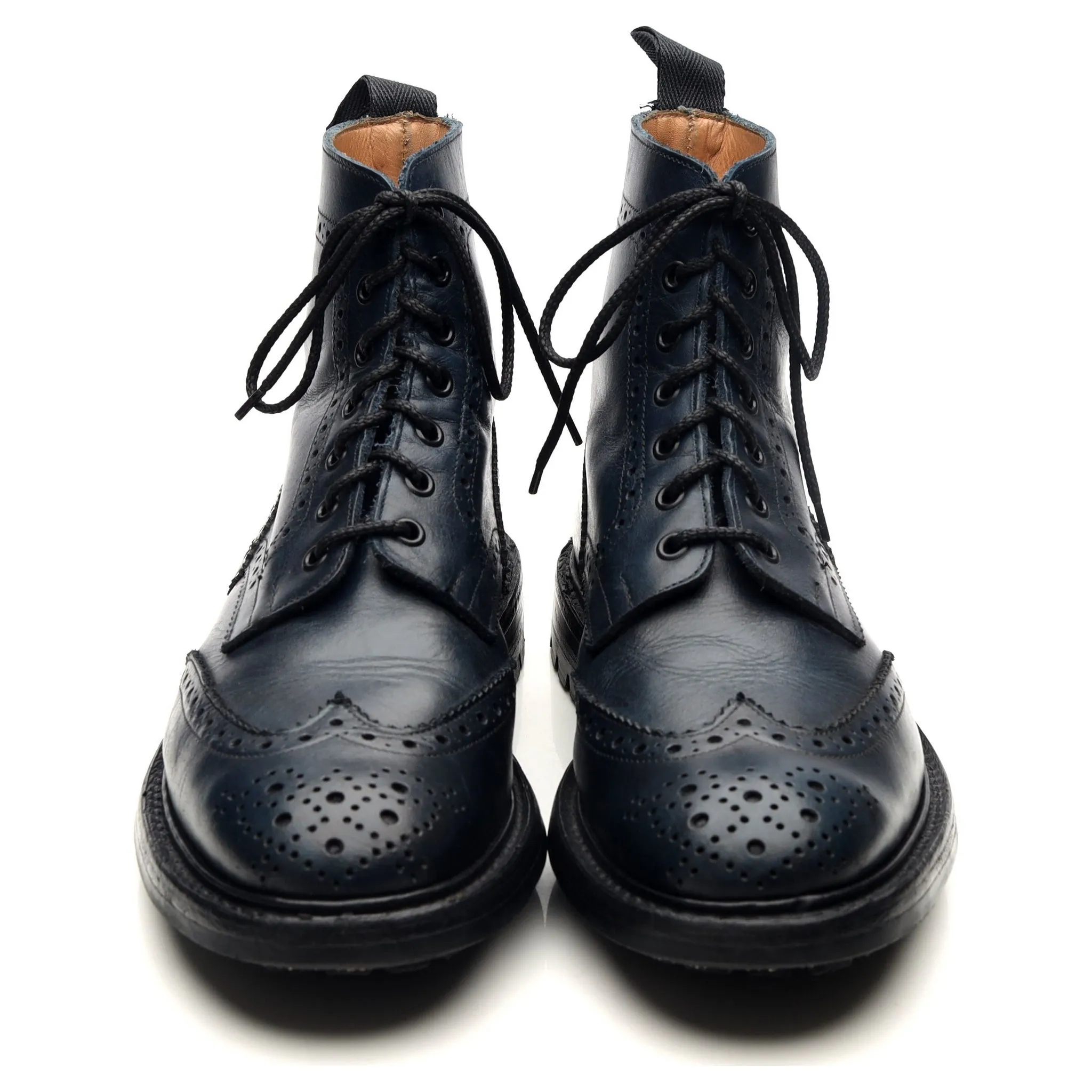 'Stow' Navy Blue Museum Leather Boots UK 9