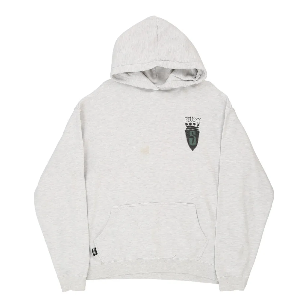 Stussy Spellout Hoodie - Large White Cotton Blend