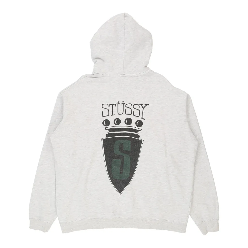 Stussy Spellout Hoodie - Large White Cotton Blend