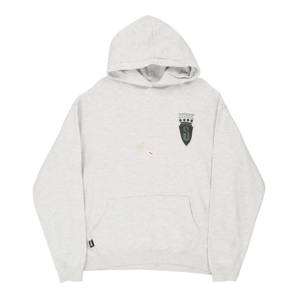 Stussy Spellout Hoodie - Large White Cotton Blend