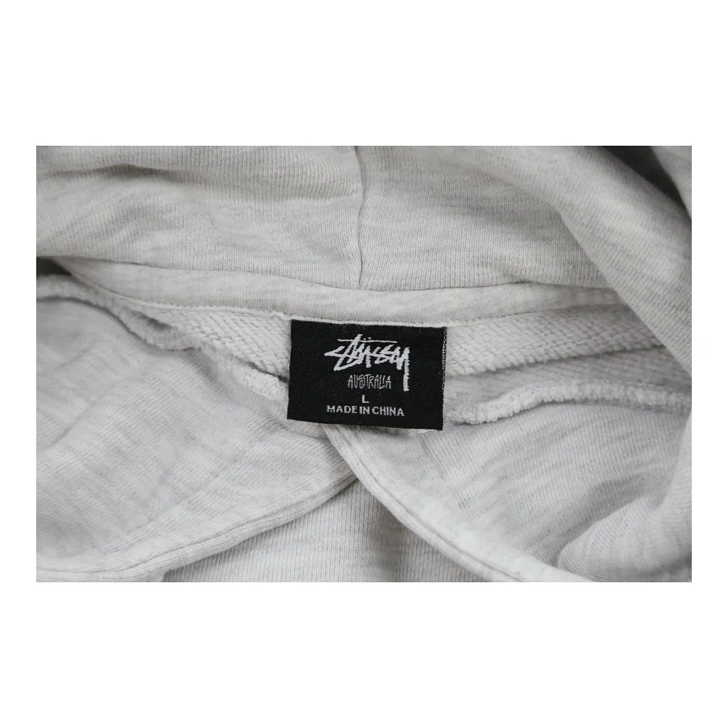 Stussy Spellout Hoodie - Large White Cotton Blend