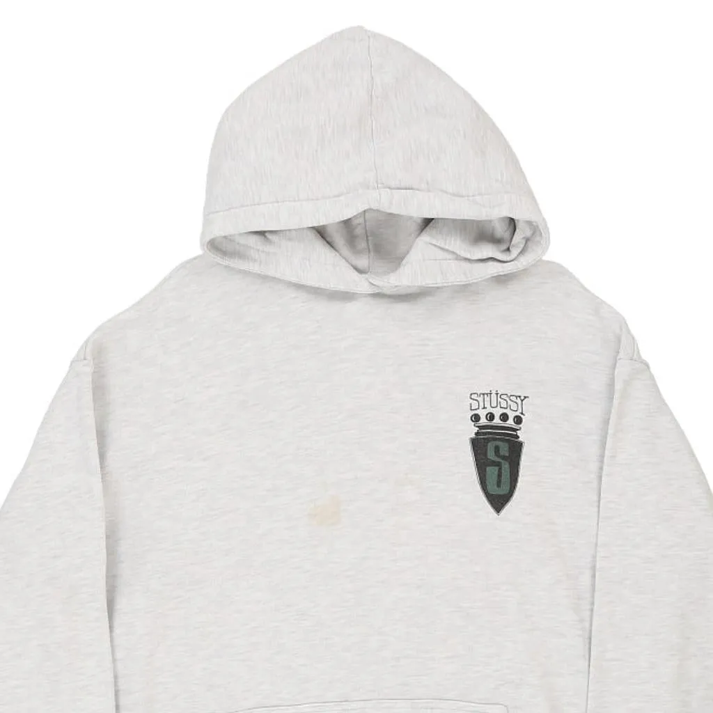 Stussy Spellout Hoodie - Large White Cotton Blend