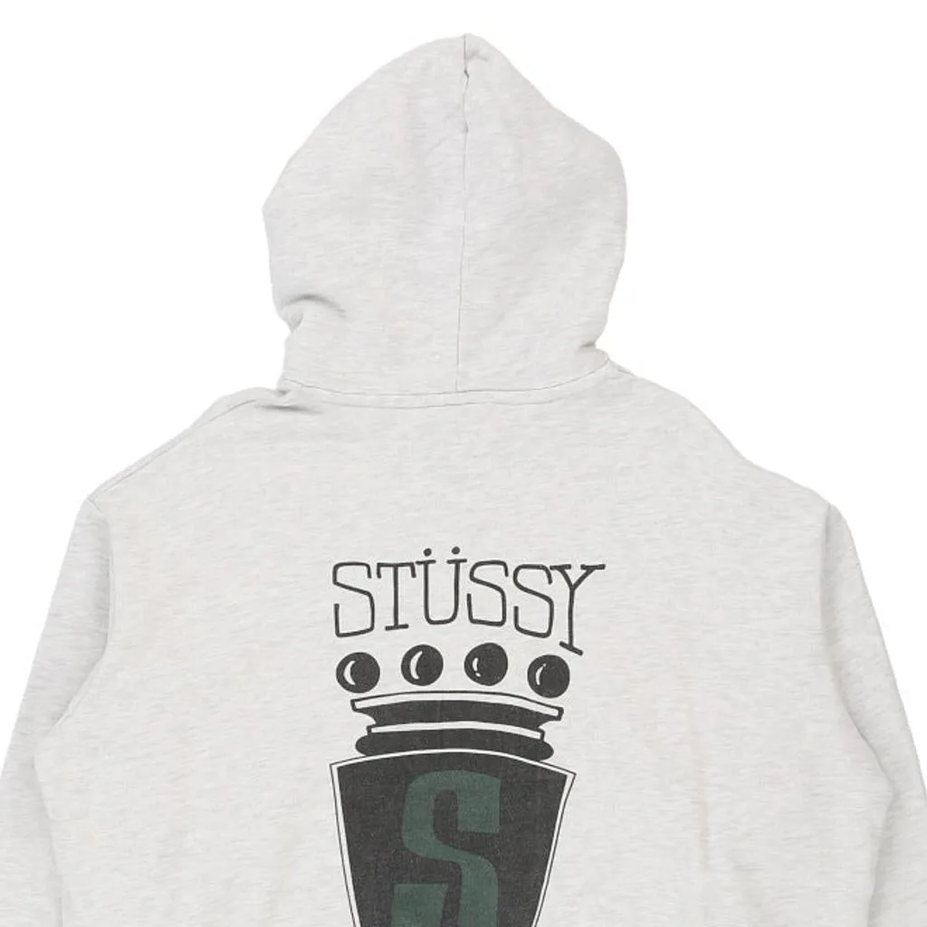 Stussy Spellout Hoodie - Large White Cotton Blend