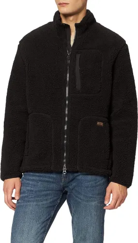 Superdry Sherpa Workwear Fleece Jacket Bison Black