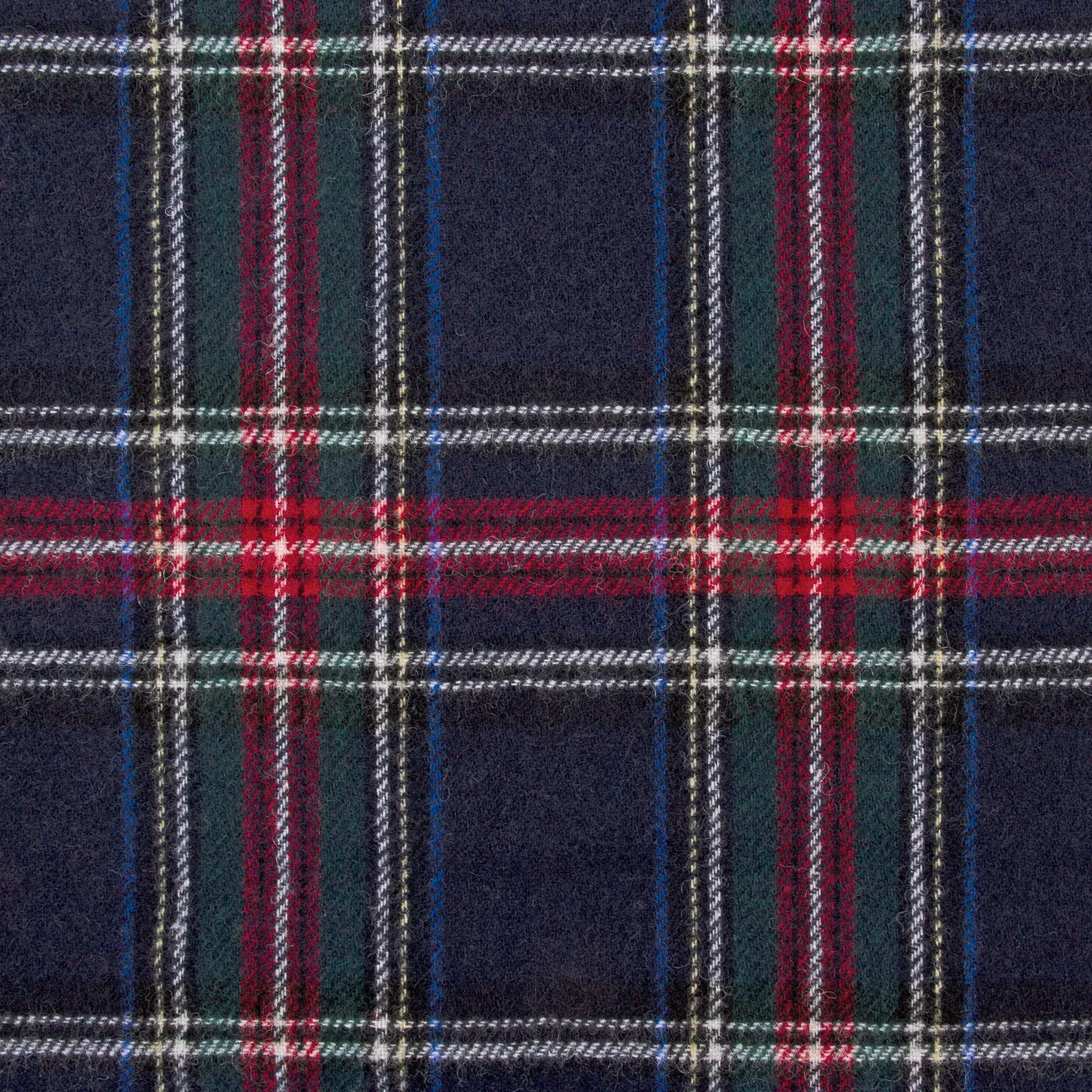 Tartan Wool Scarf - Navy