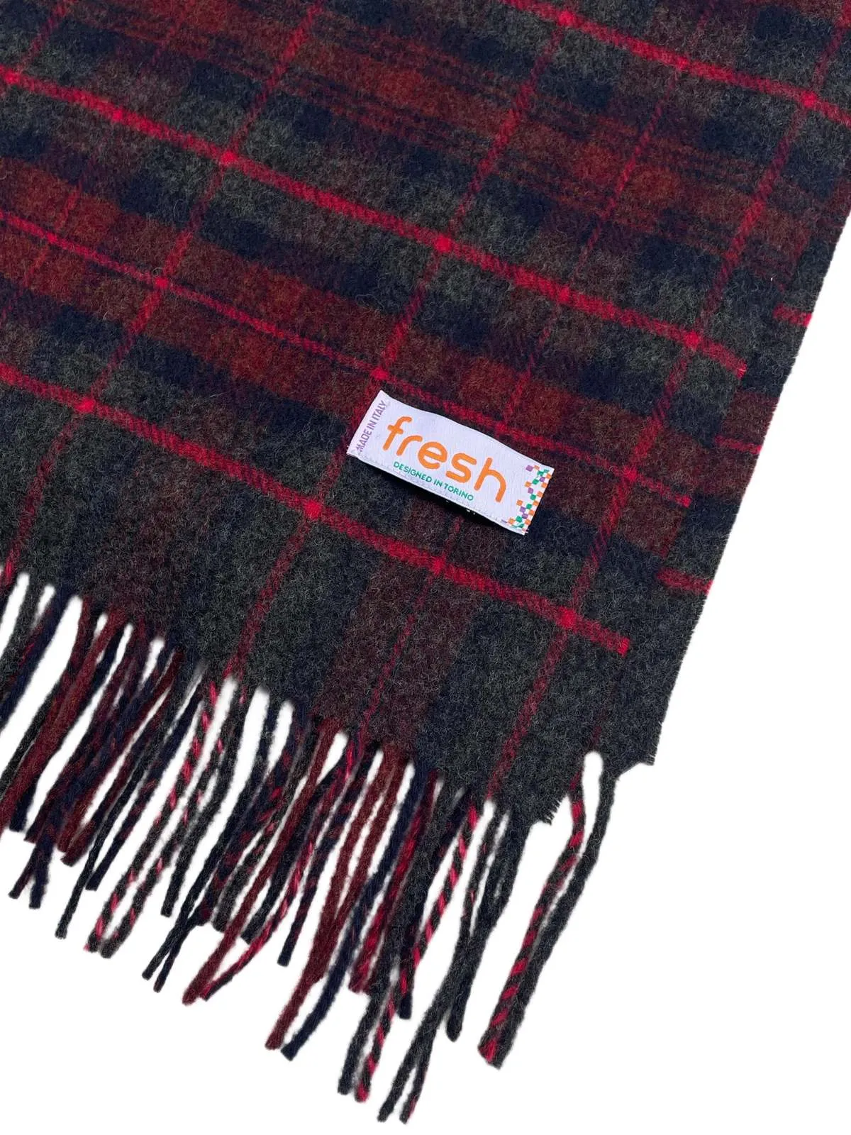 Tartan Wool Scarf - Red