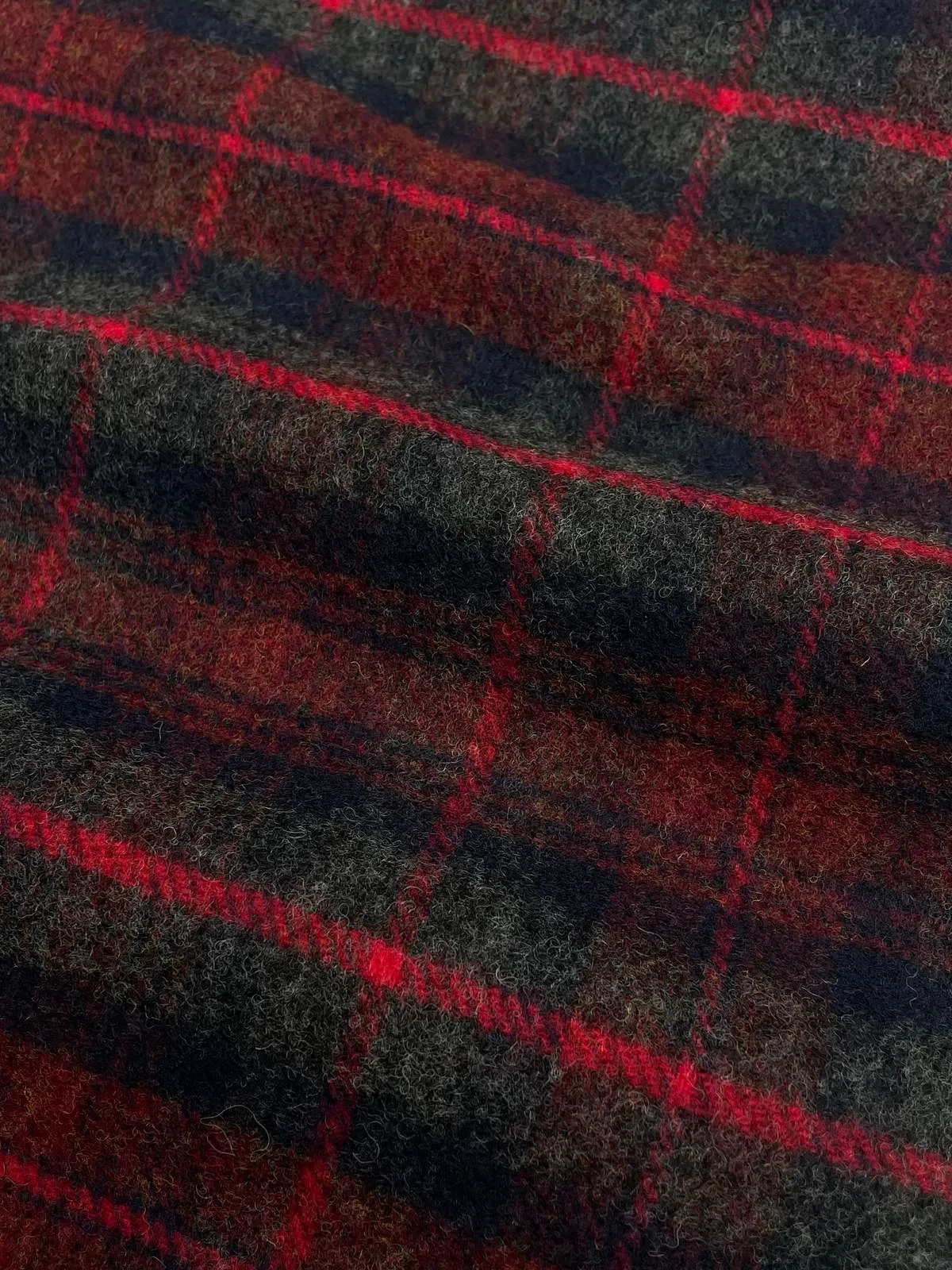 Tartan Wool Scarf - Red