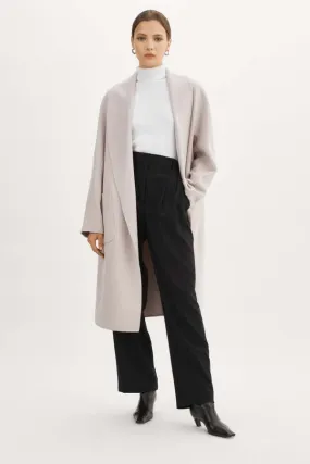 Thara Shawl Collar Wool Coat - Feather Grey