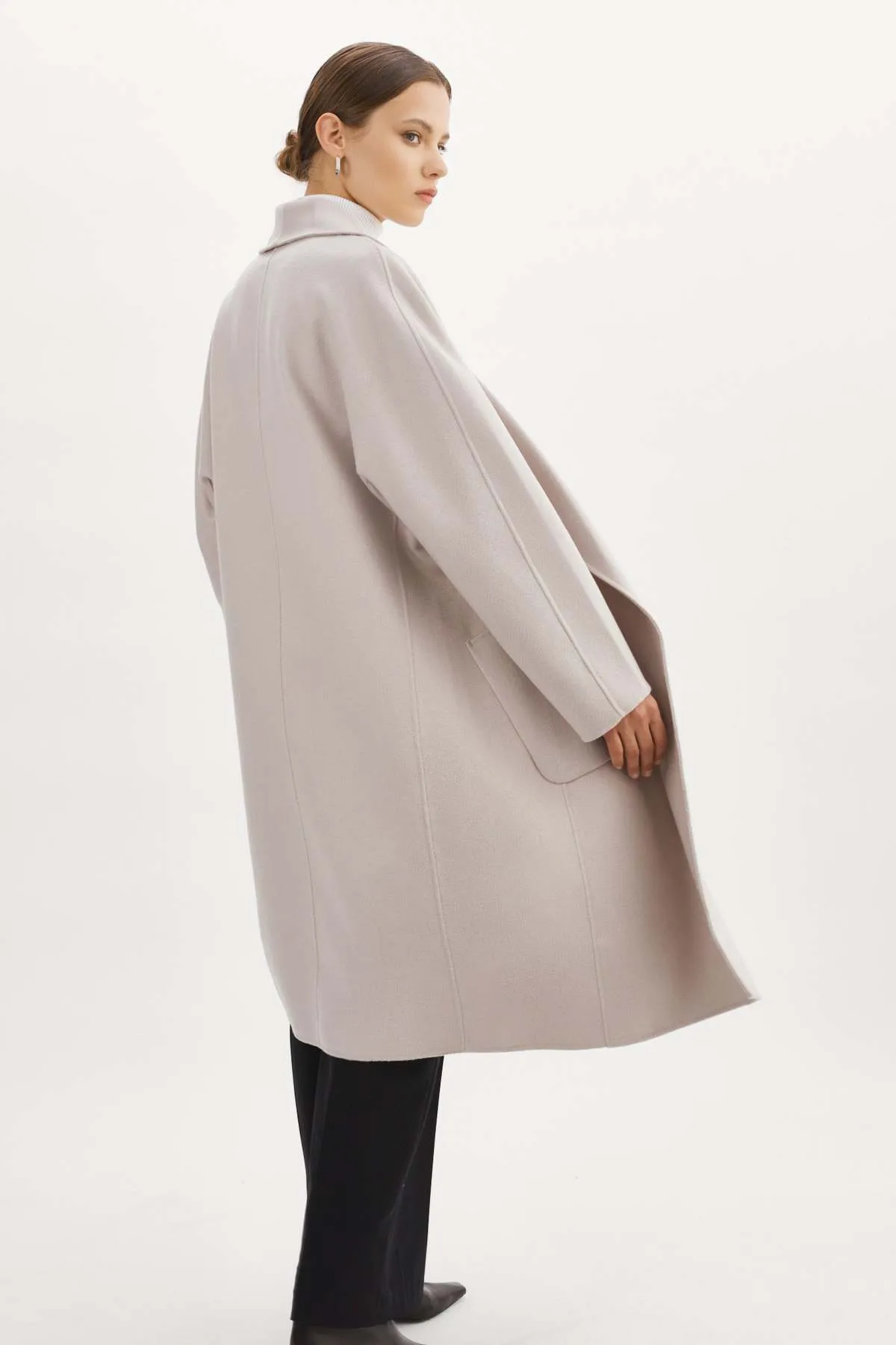 Thara Shawl Collar Wool Coat - Feather Grey