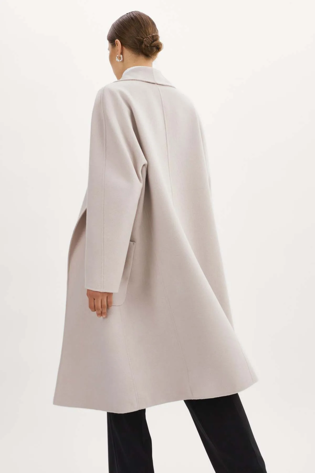 Thara Shawl Collar Wool Coat - Feather Grey