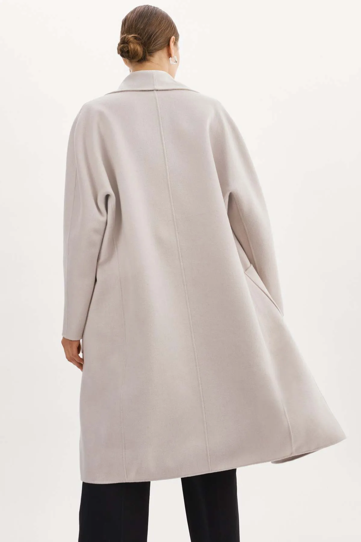 Thara Shawl Collar Wool Coat - Feather Grey