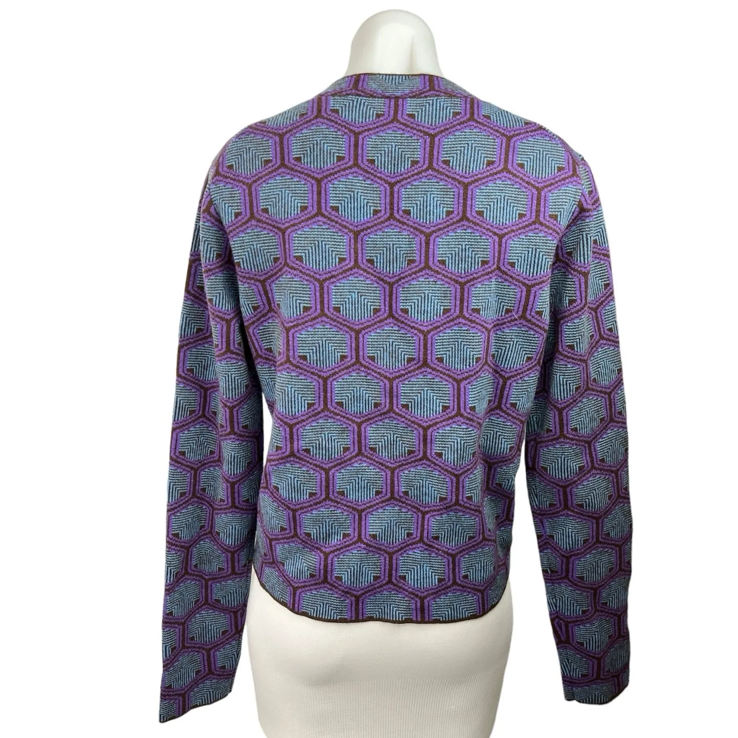 Tory Burch Sport Multicolor Printed V Neck Button Up Knit Cardigan Sweater Sz XS