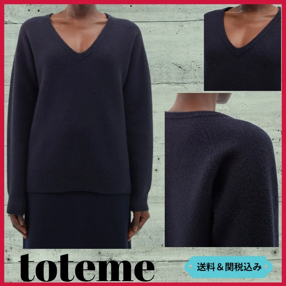 TOTEME  |Casual Style Unisex Street Style V-Neck Long Sleeves Plain