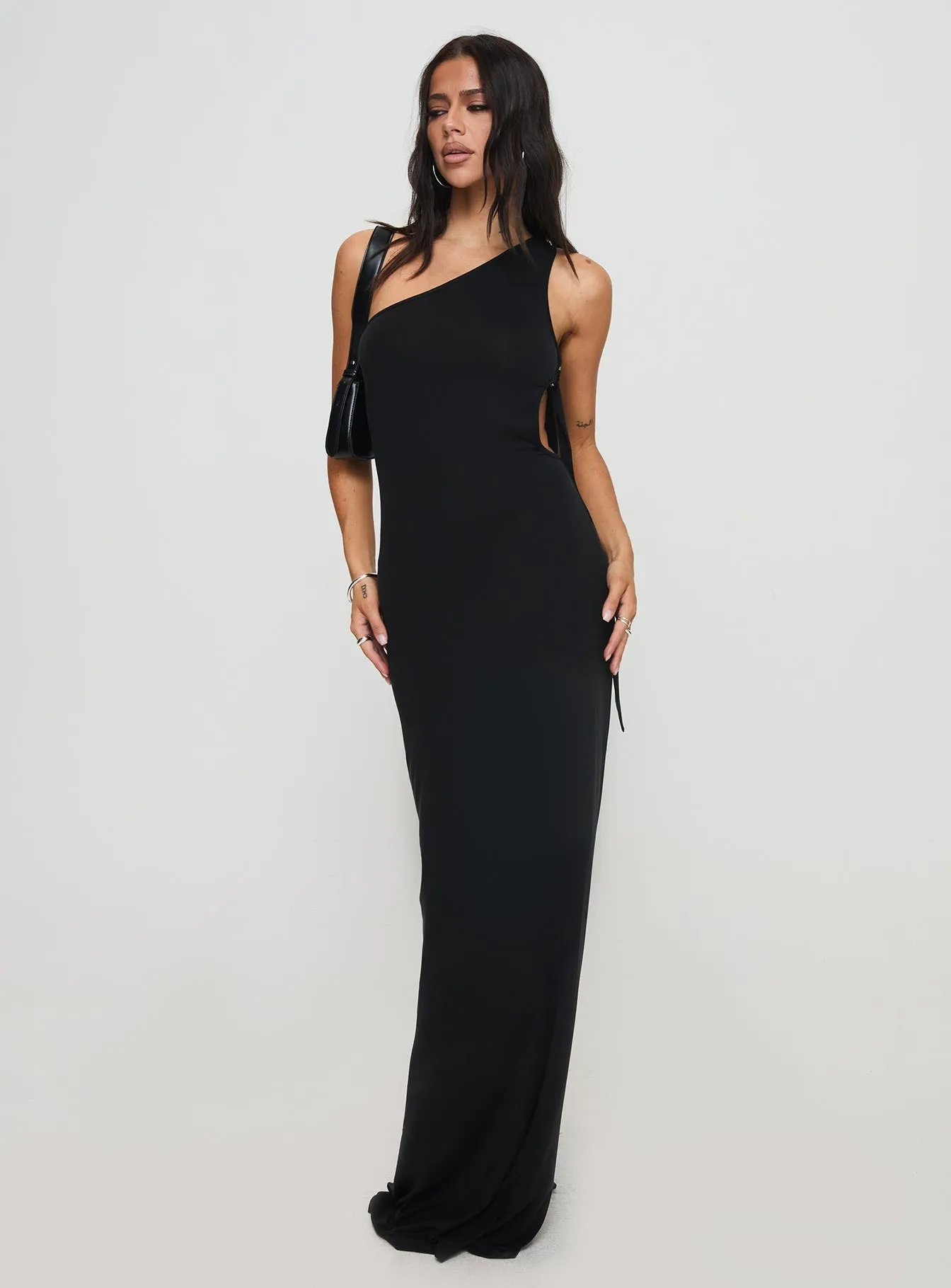 Trail Blazer Asymmetrical Maxi Dress Black