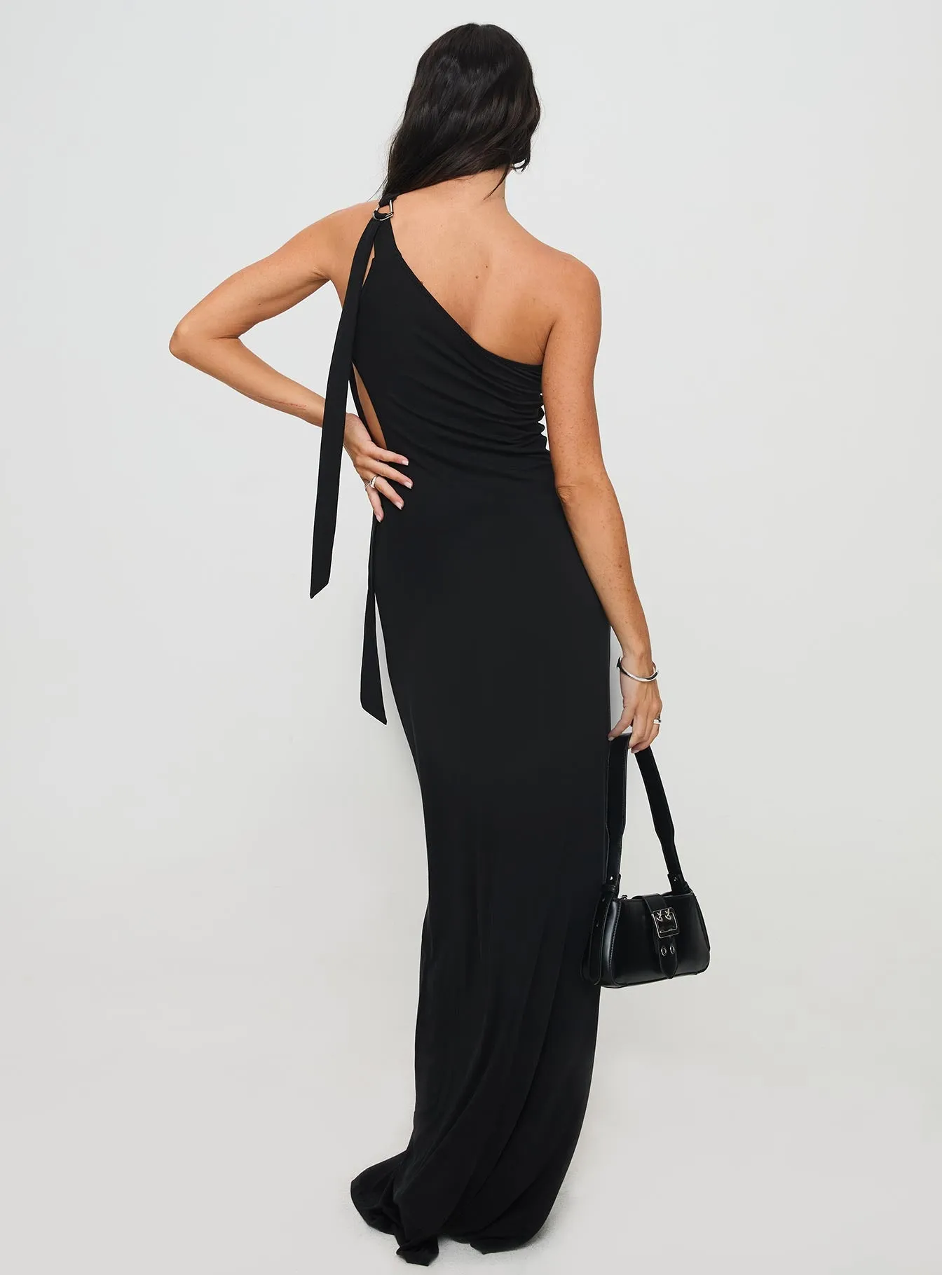 Trail Blazer Asymmetrical Maxi Dress Black