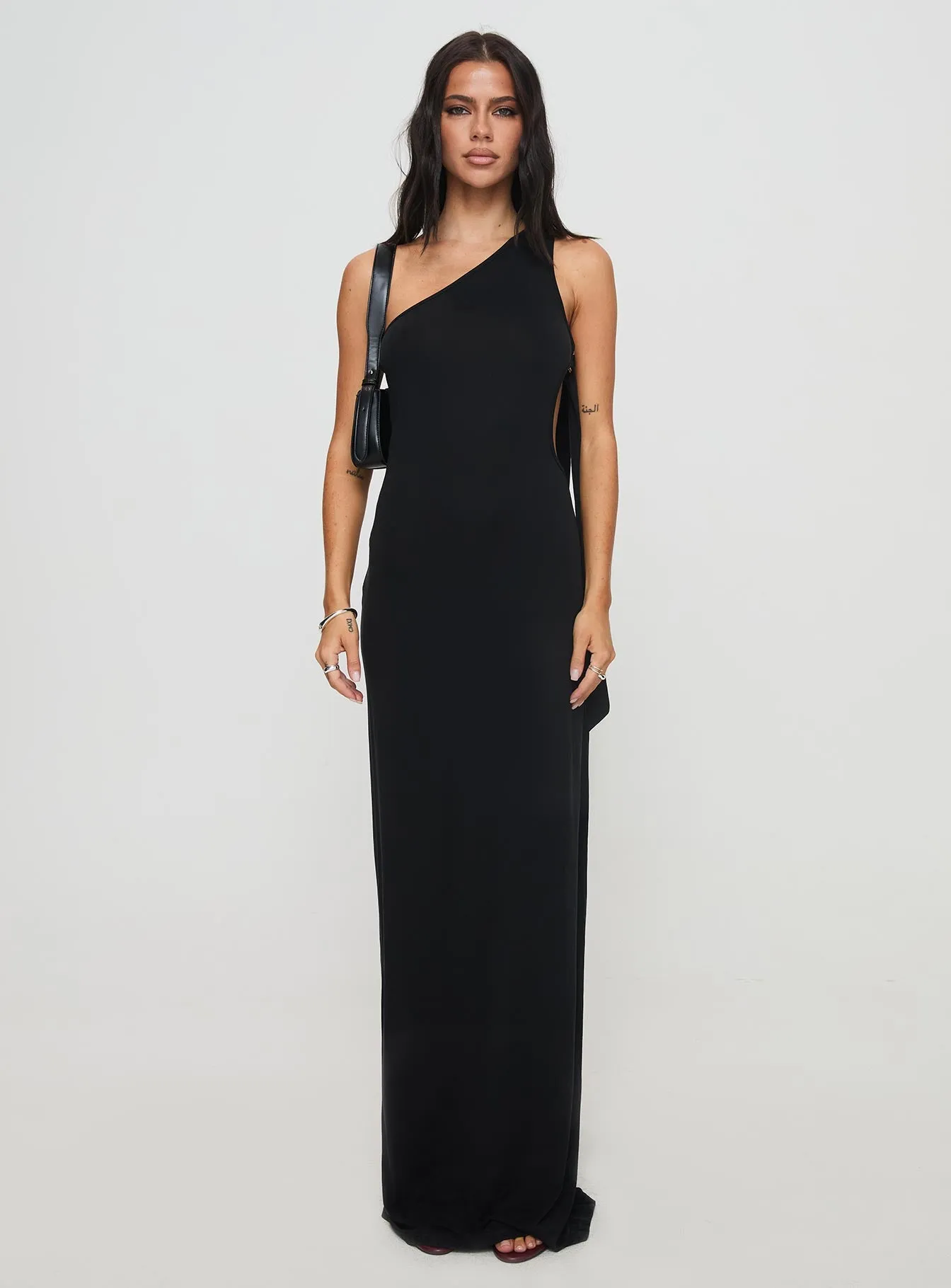 Trail Blazer Asymmetrical Maxi Dress Black