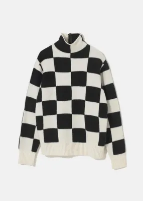 Turtleneck Sweater - Black/White Check