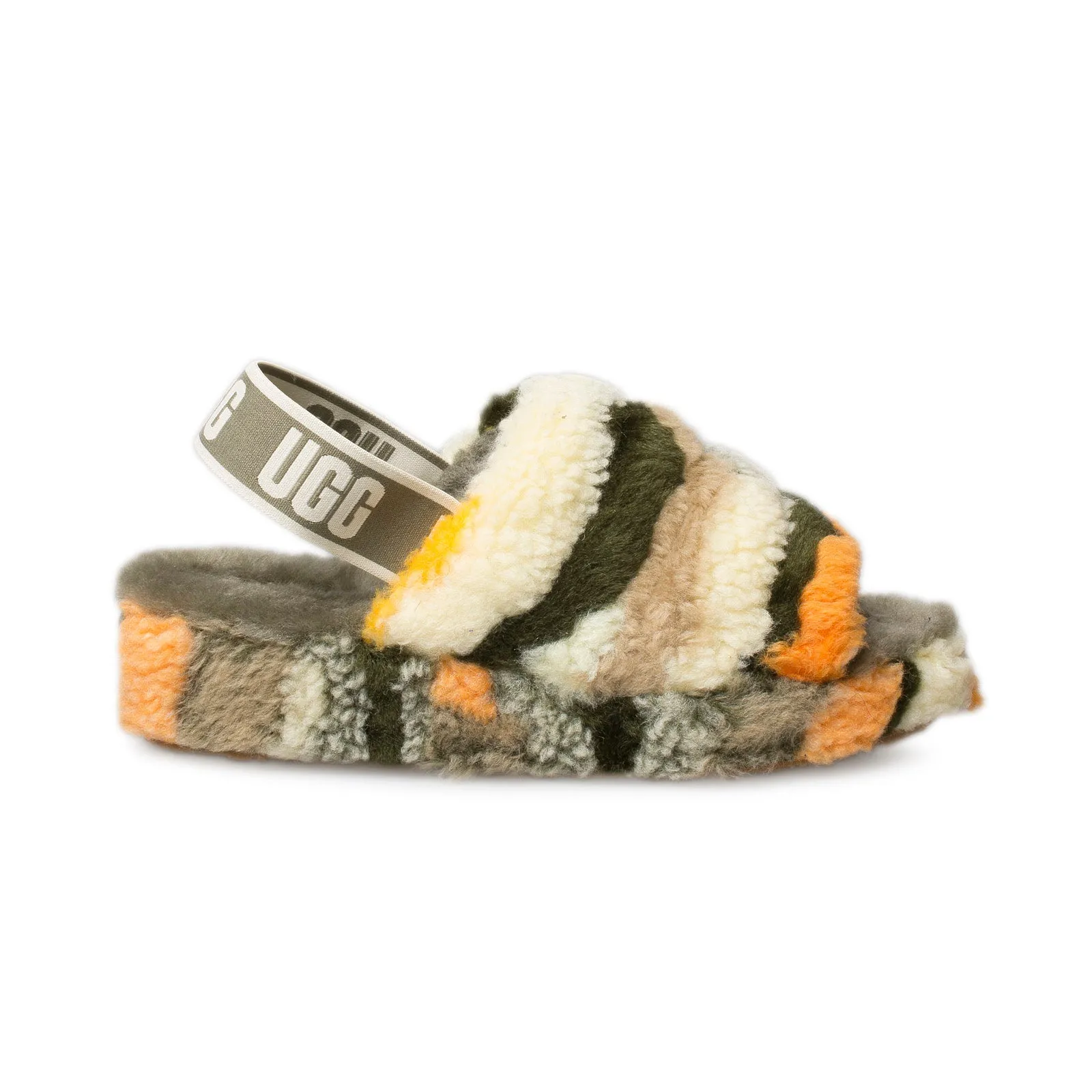 UGG Fluff Yeah Slide Olive Multi Slippers - Women's