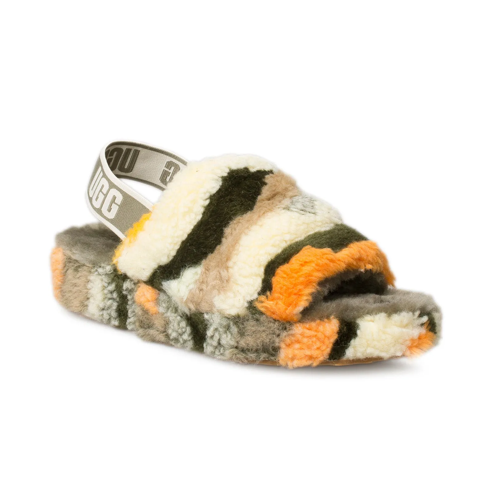 UGG Fluff Yeah Slide Olive Multi Slippers - Women's