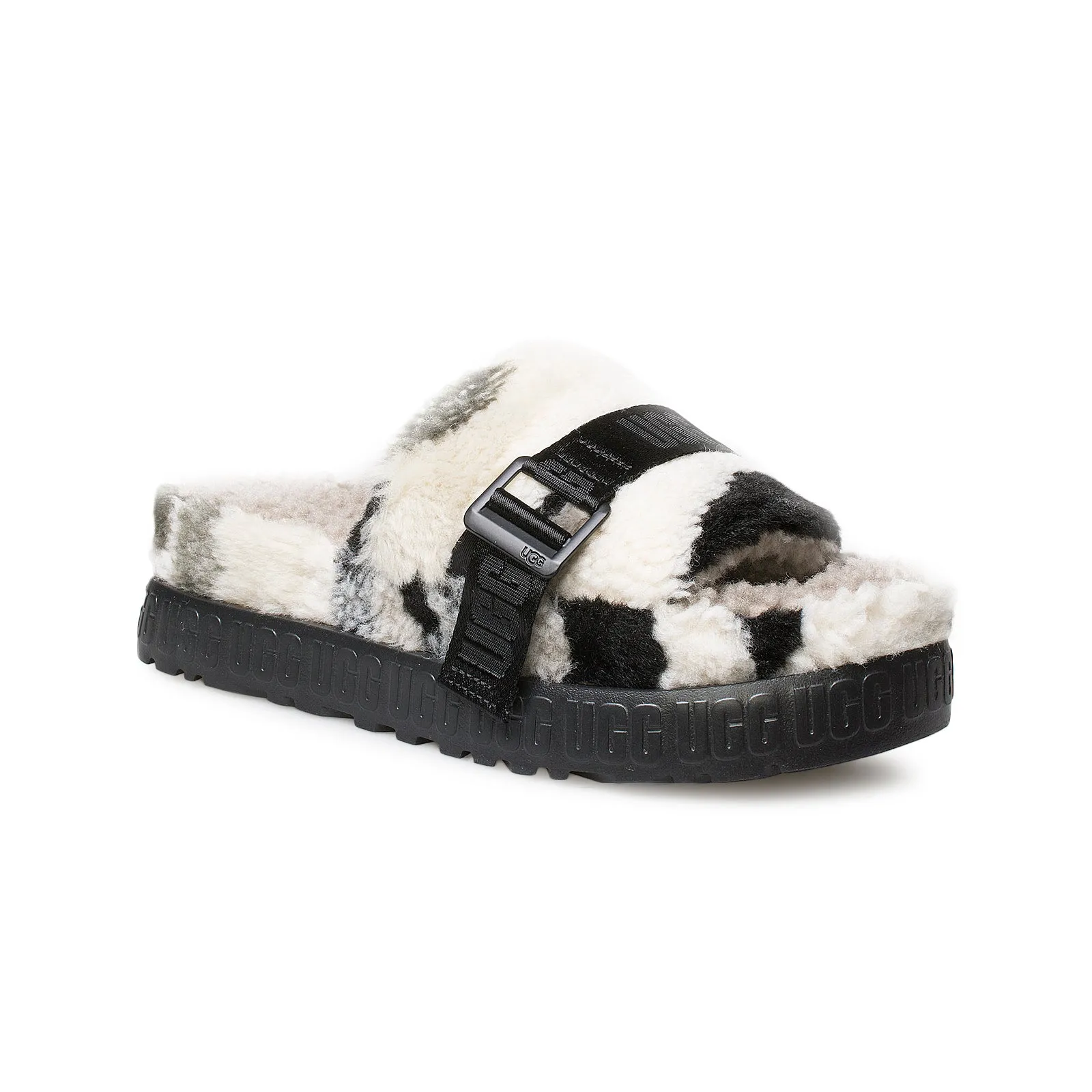 Ugg Fluffita Cali Collage Slippers - Women's Black Grey