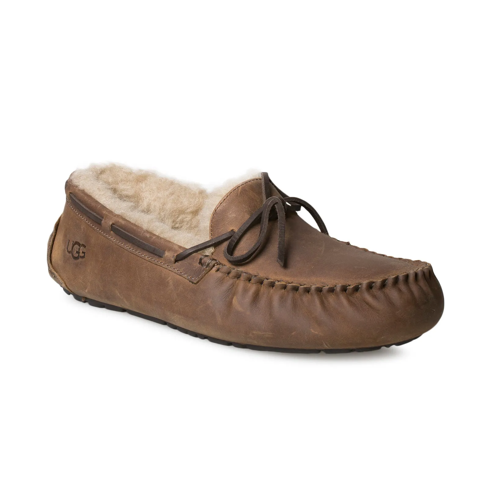 UGG Men's Tan Leather Olsen Slippers - Buy Now