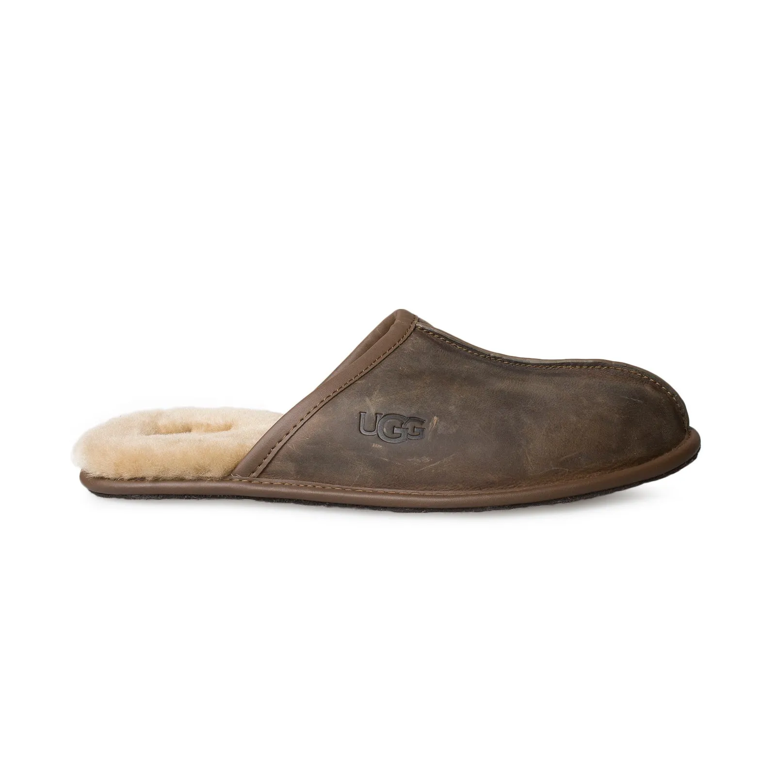 UGG Men's Tan Leather Scuff Slippers