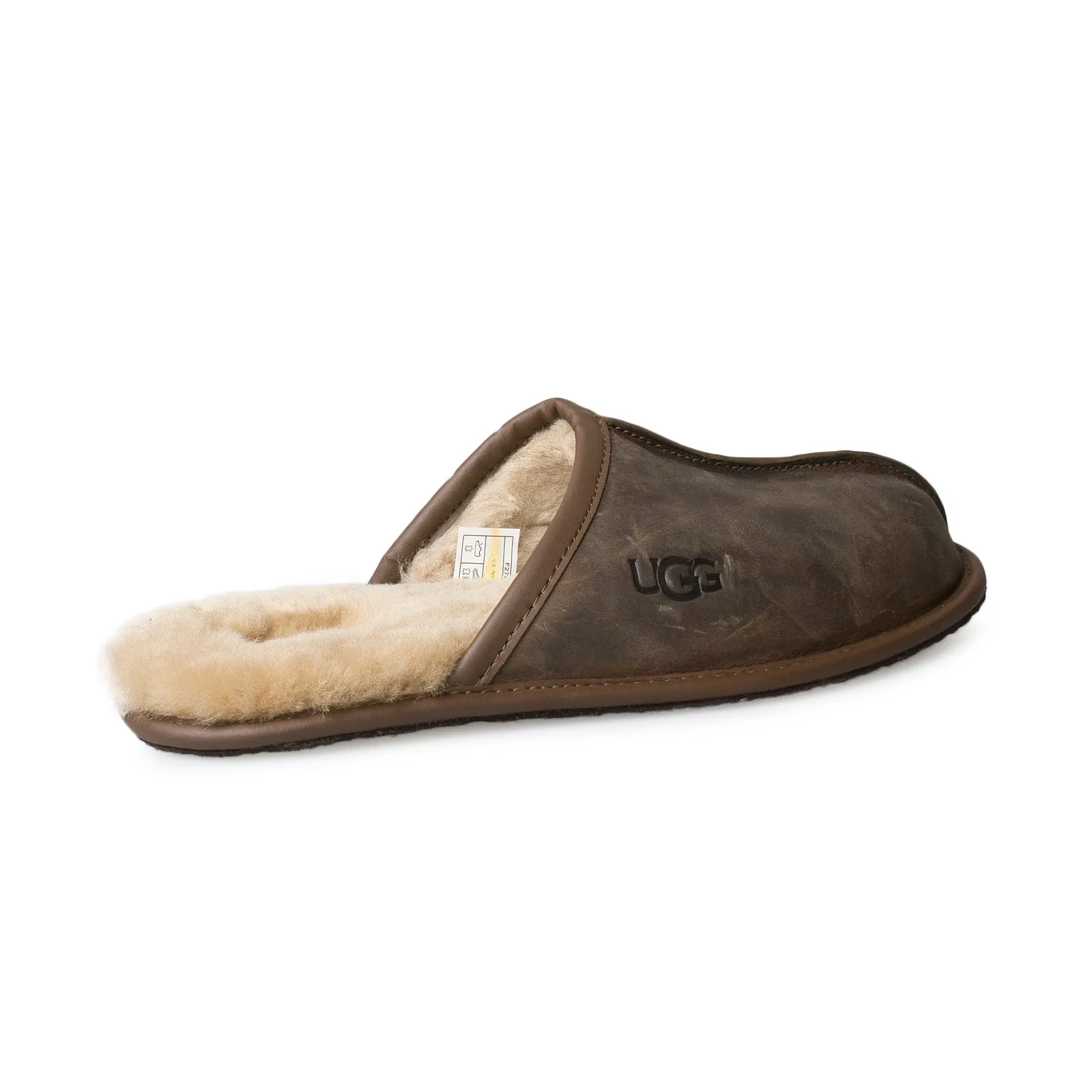 UGG Men's Tan Leather Scuff Slippers