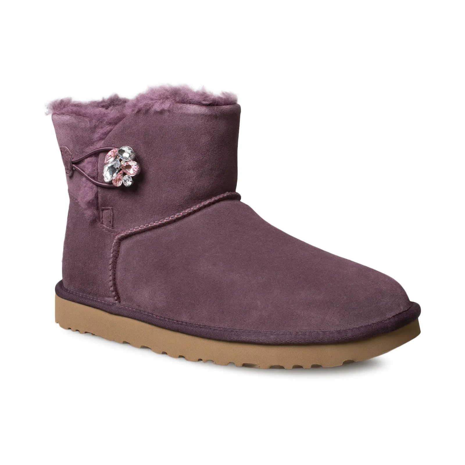 UGG Mini Bailey Button Gem Boots - Women's in Wine Tasting