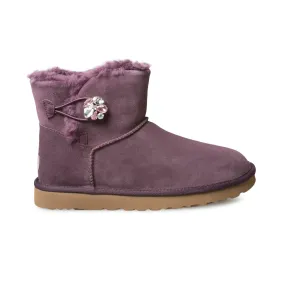 UGG Mini Bailey Button Gem Boots - Women's in Wine Tasting